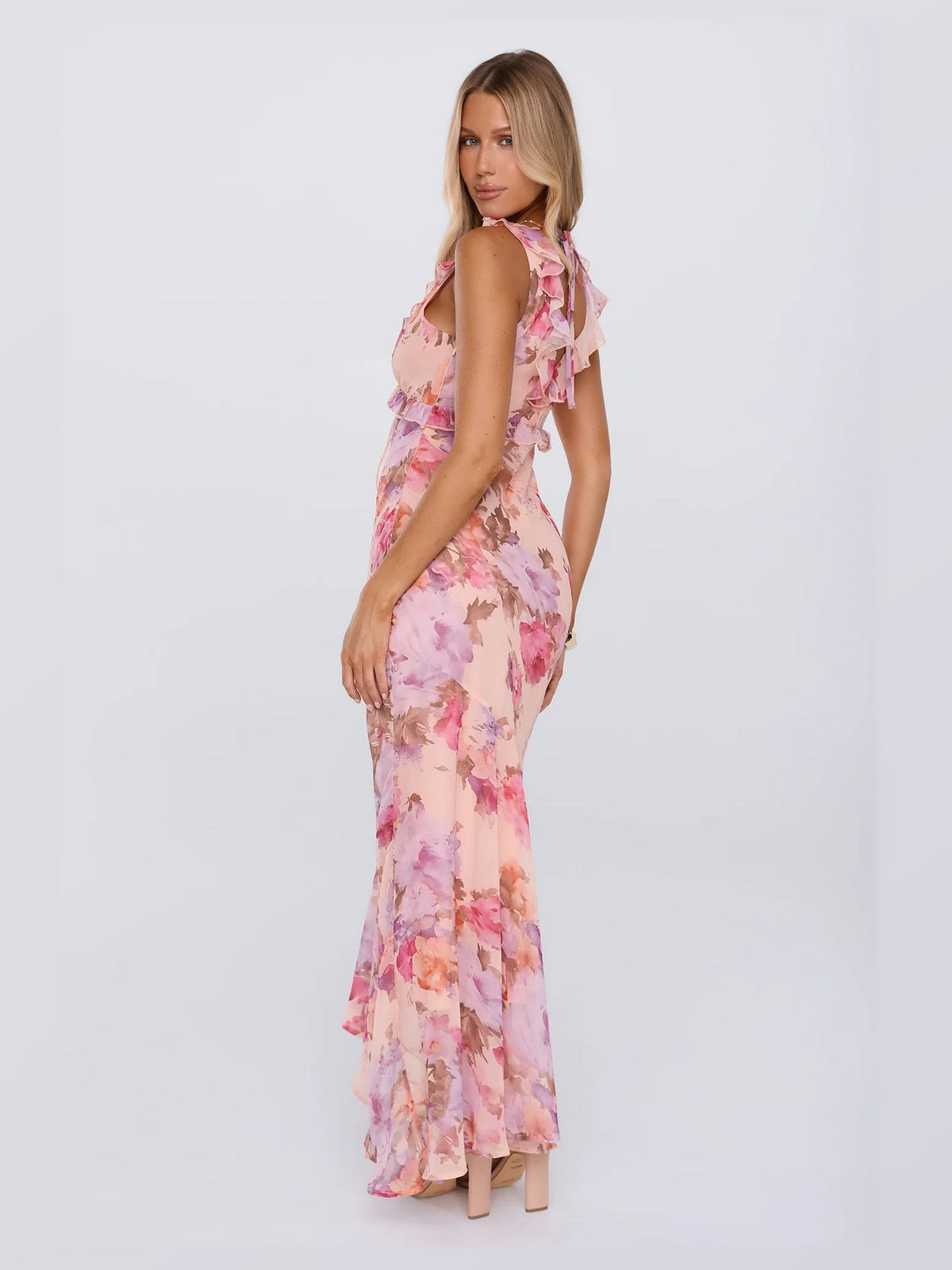 Red formal dress with a-line shape
