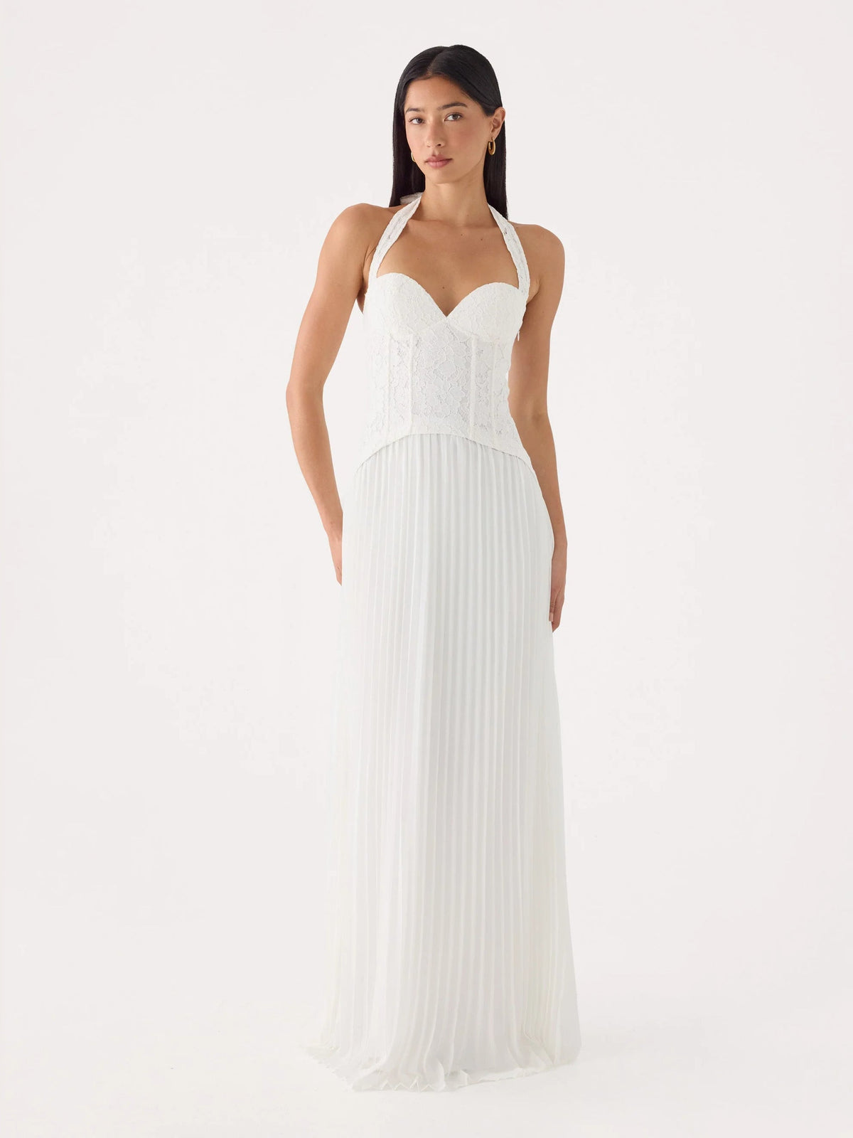 White formal dress with a-line shape