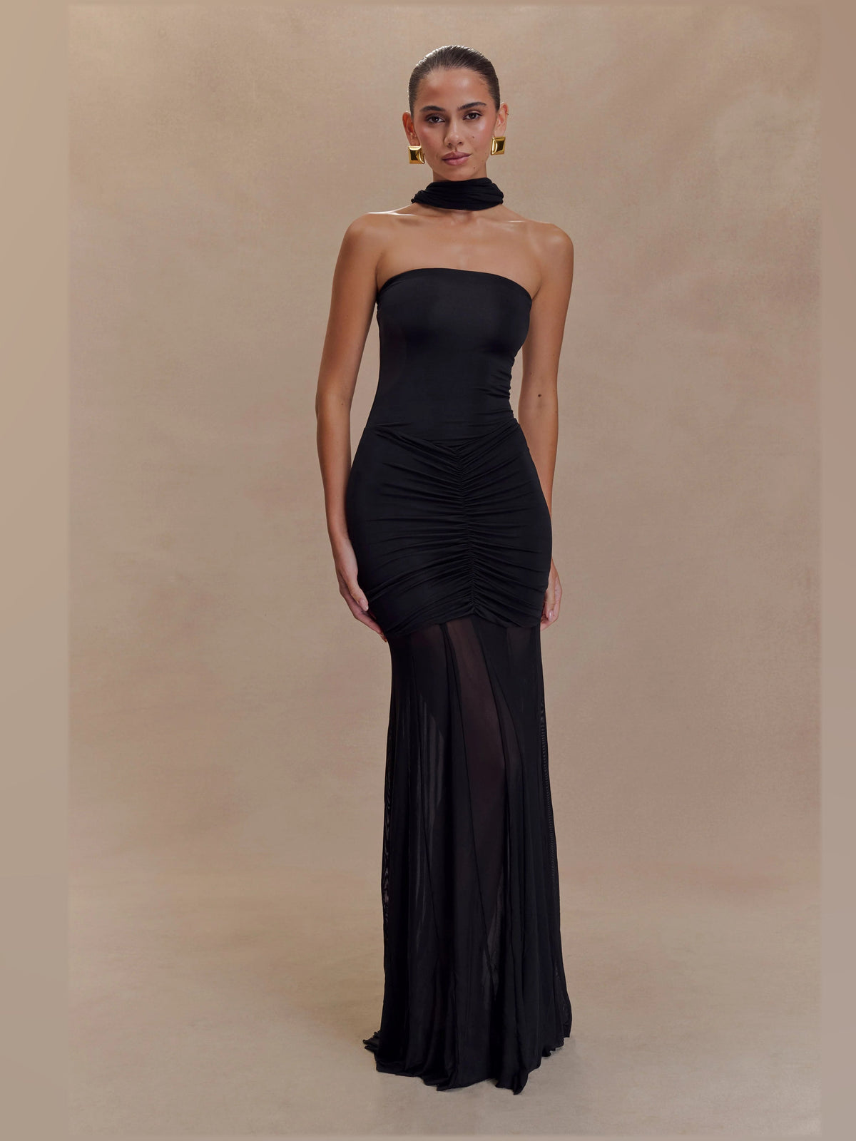 Black formal dress with a-line shape
