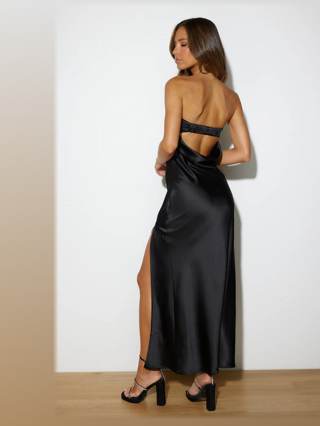 Black formal dress with a-line shape