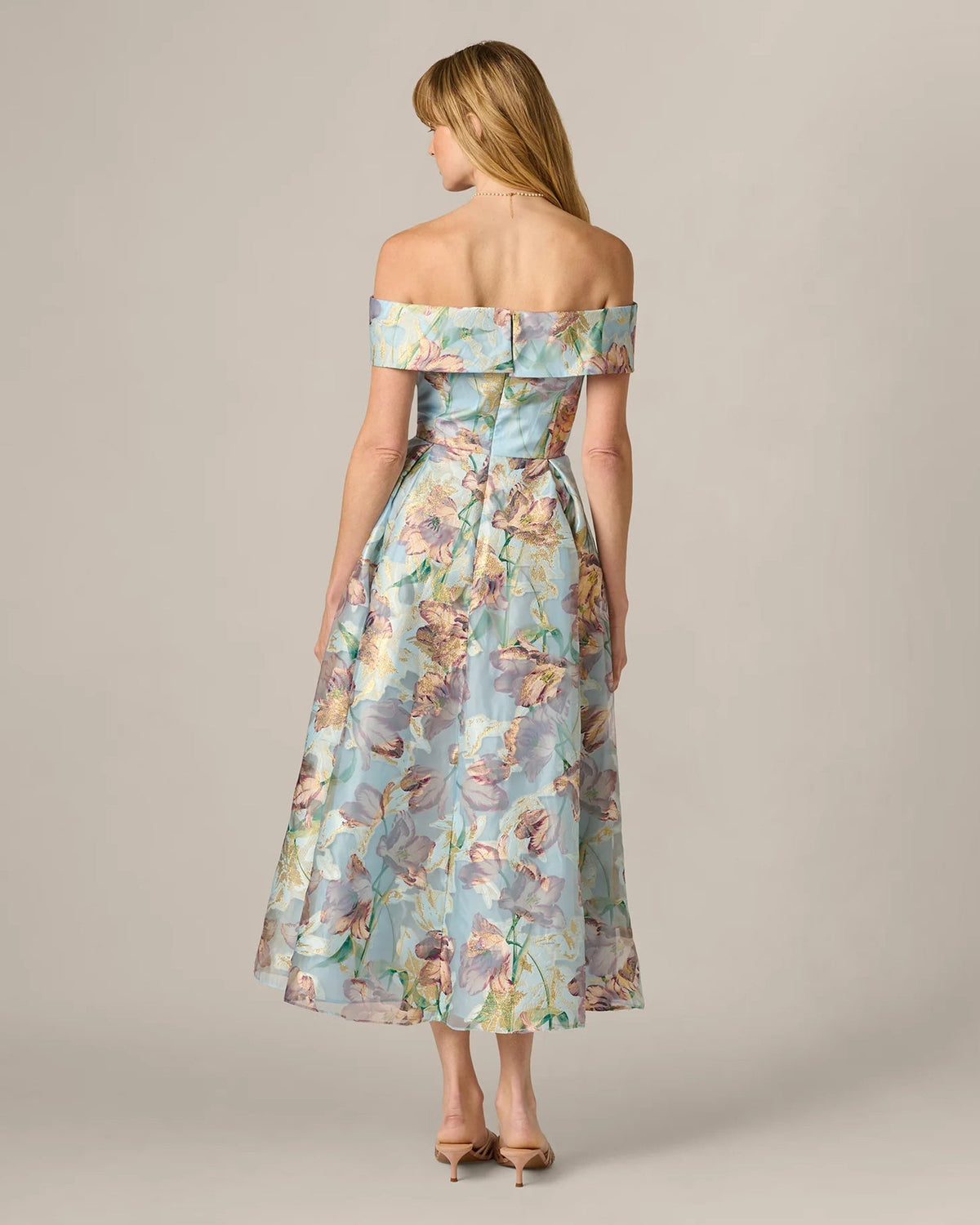 off-shoulder a-line maxi mother of the bride dress - image 5