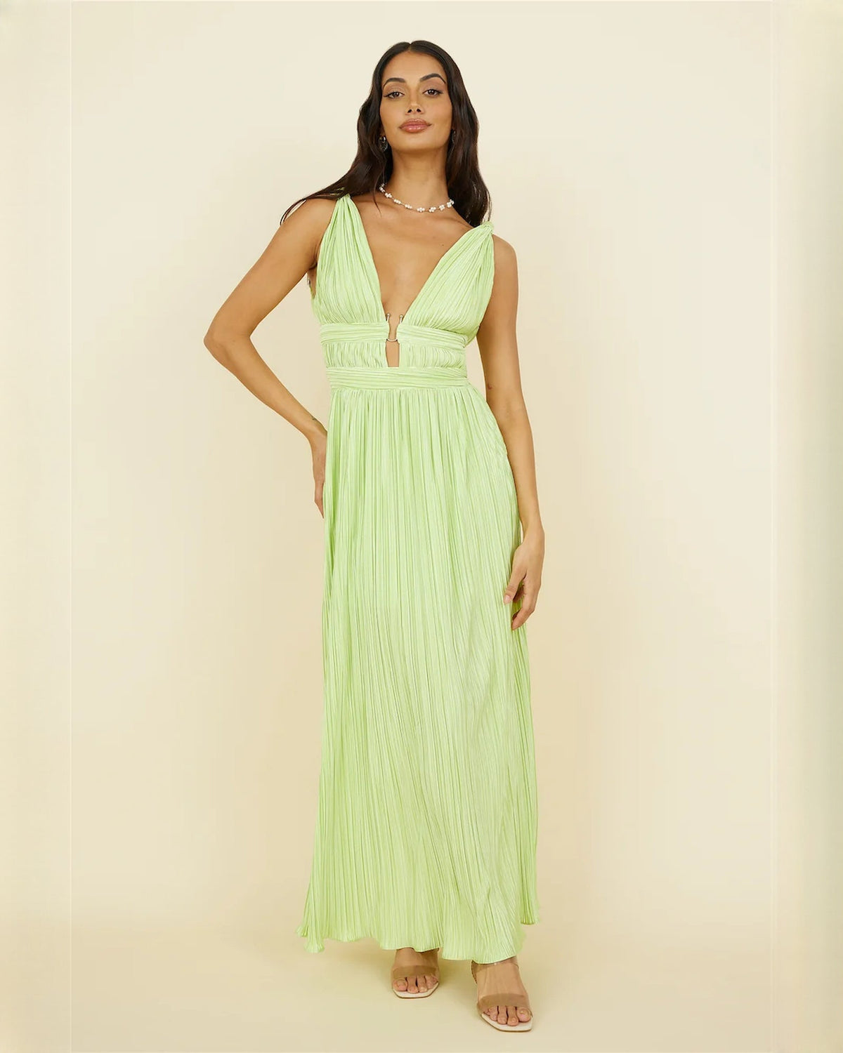 sleeveless chiffon a-line maxi bridesmaid dress - image 5