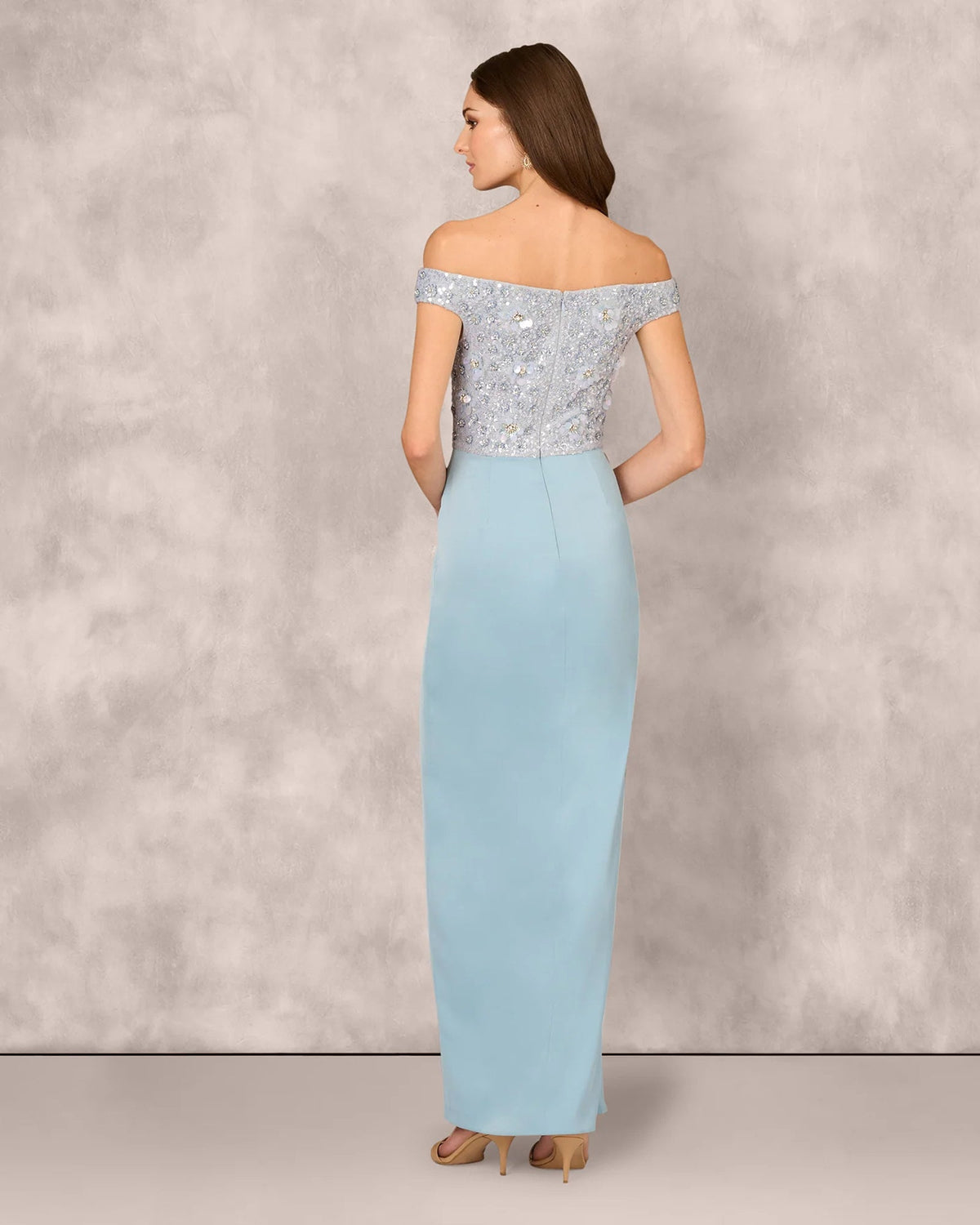 off shoulder column floor-length mother of the bride dress - image 5