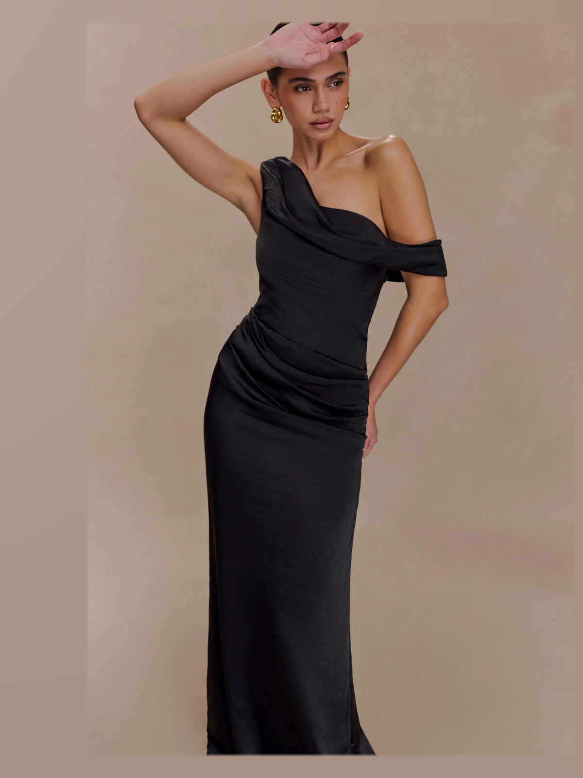 Black formal dress with a-line shape
