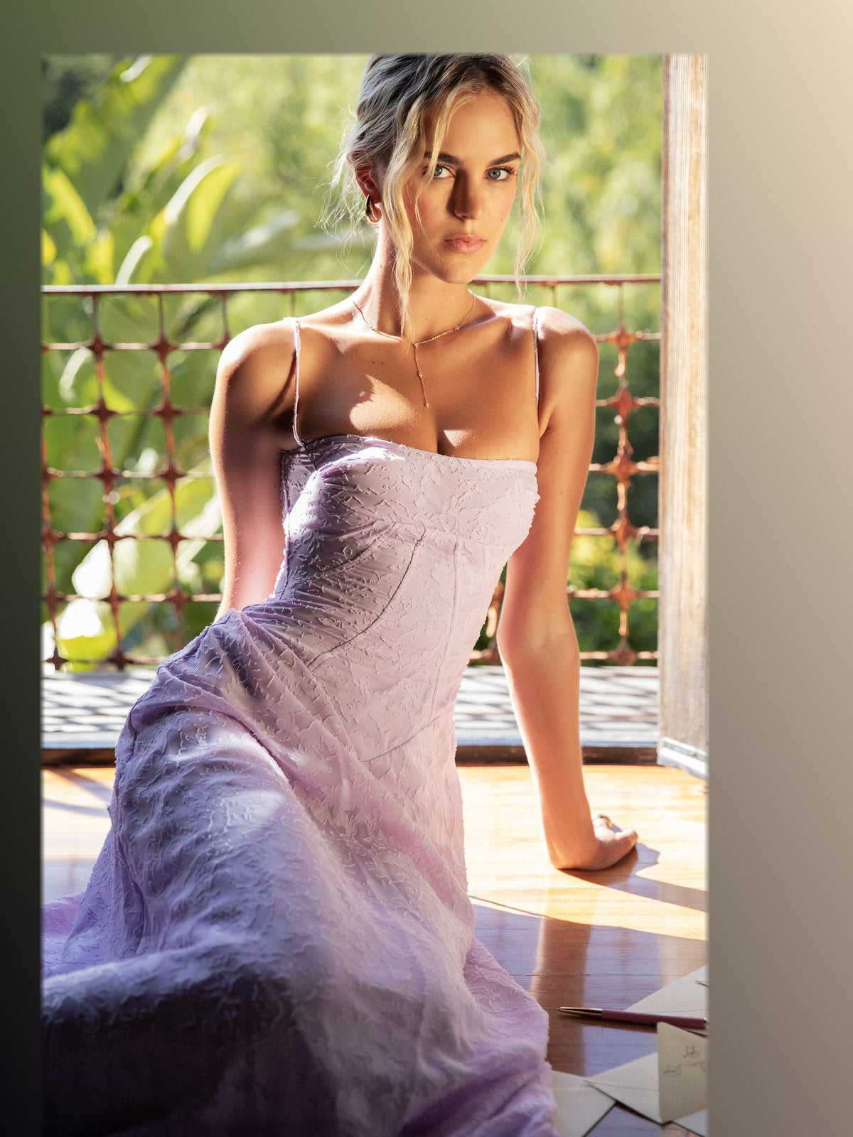 Lavender bridesmaid dress with a-line shape