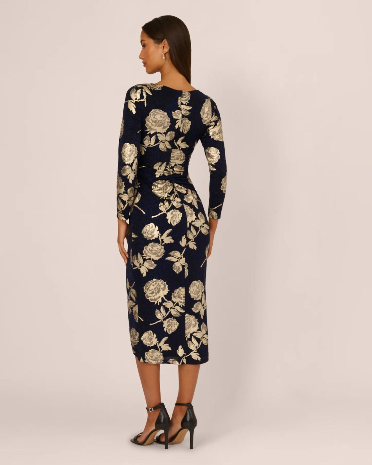 long-sleeve a-line midi mother of the bride dress - image 5