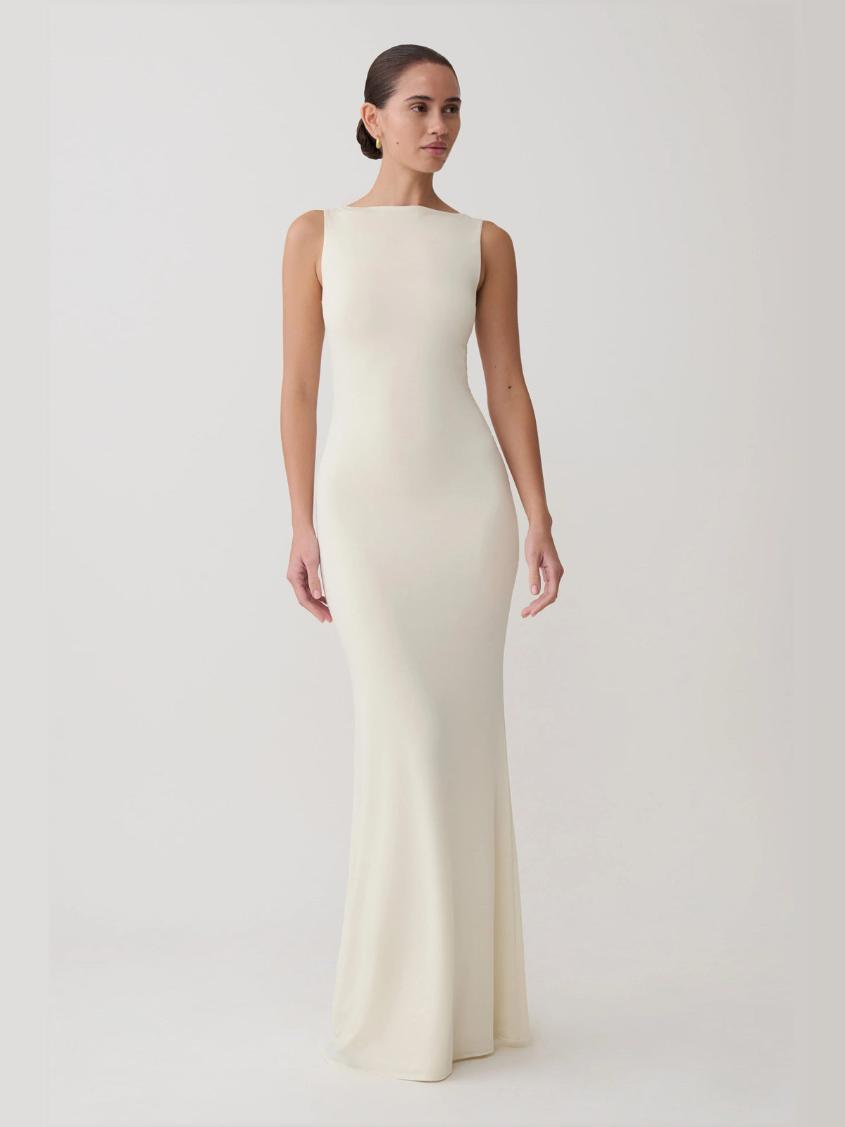 Bone formal dress with a-line shape