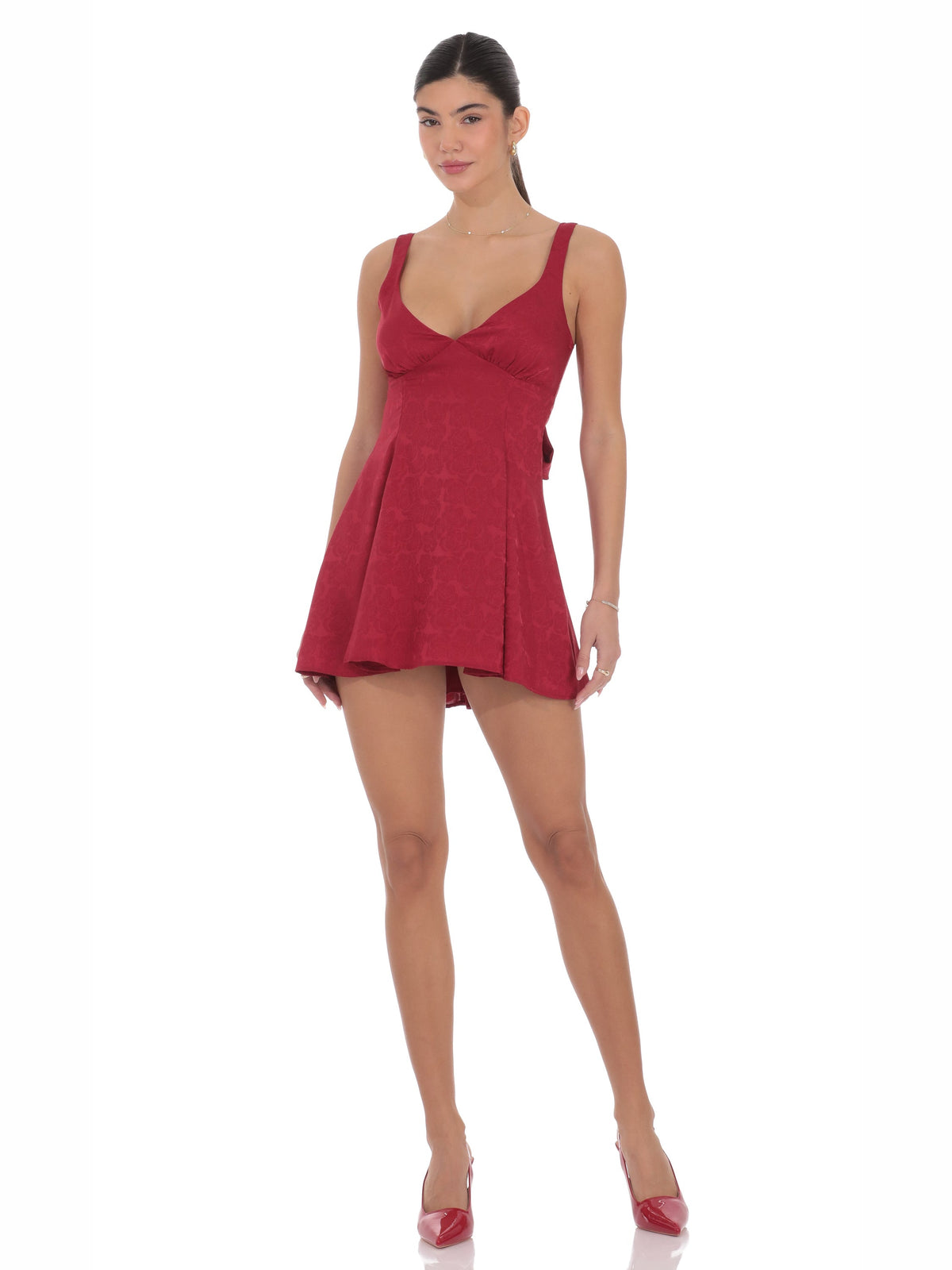 Maroon homecoming dress with a-line shape