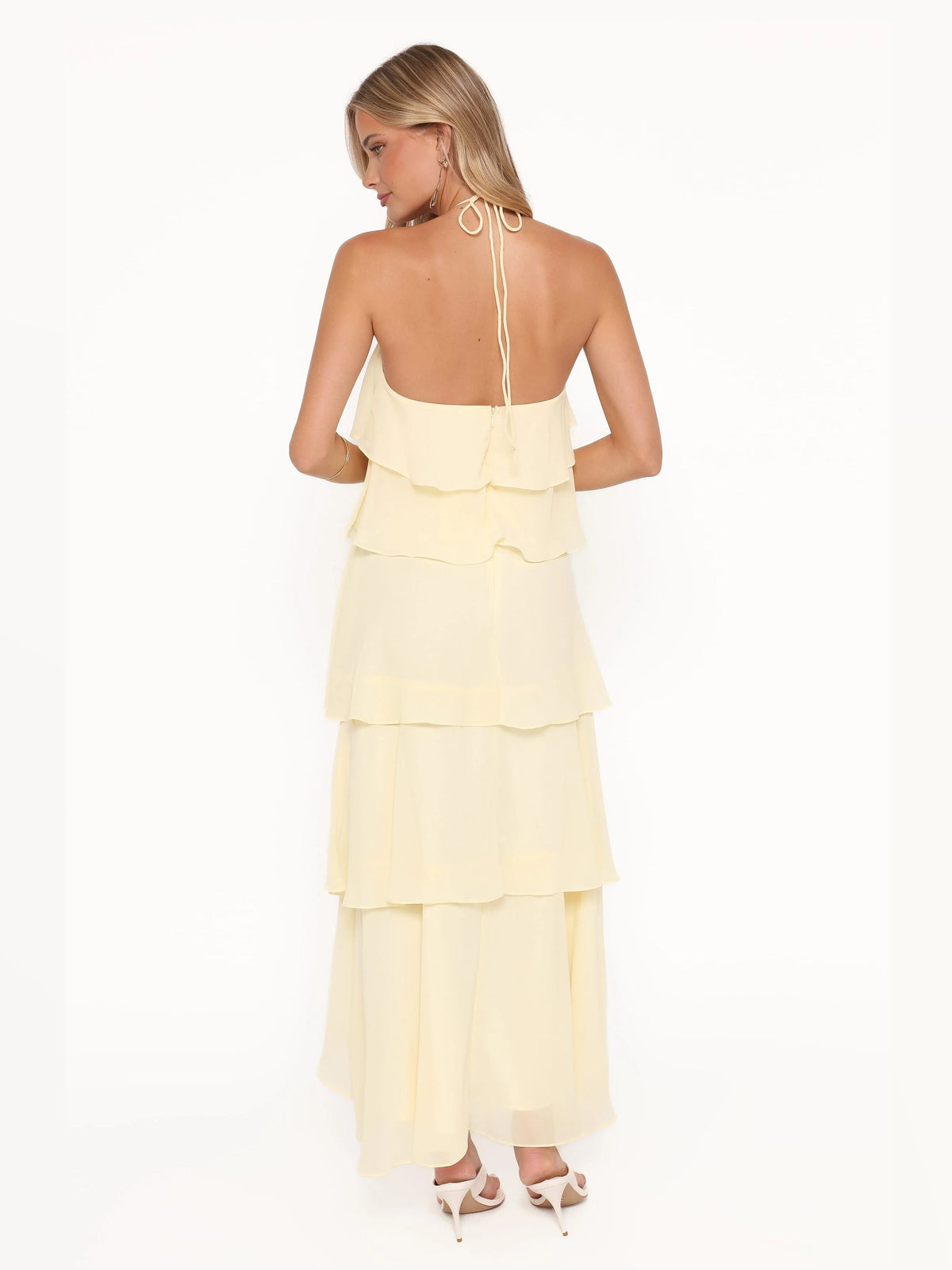 Yellow formal dress with a-line shape