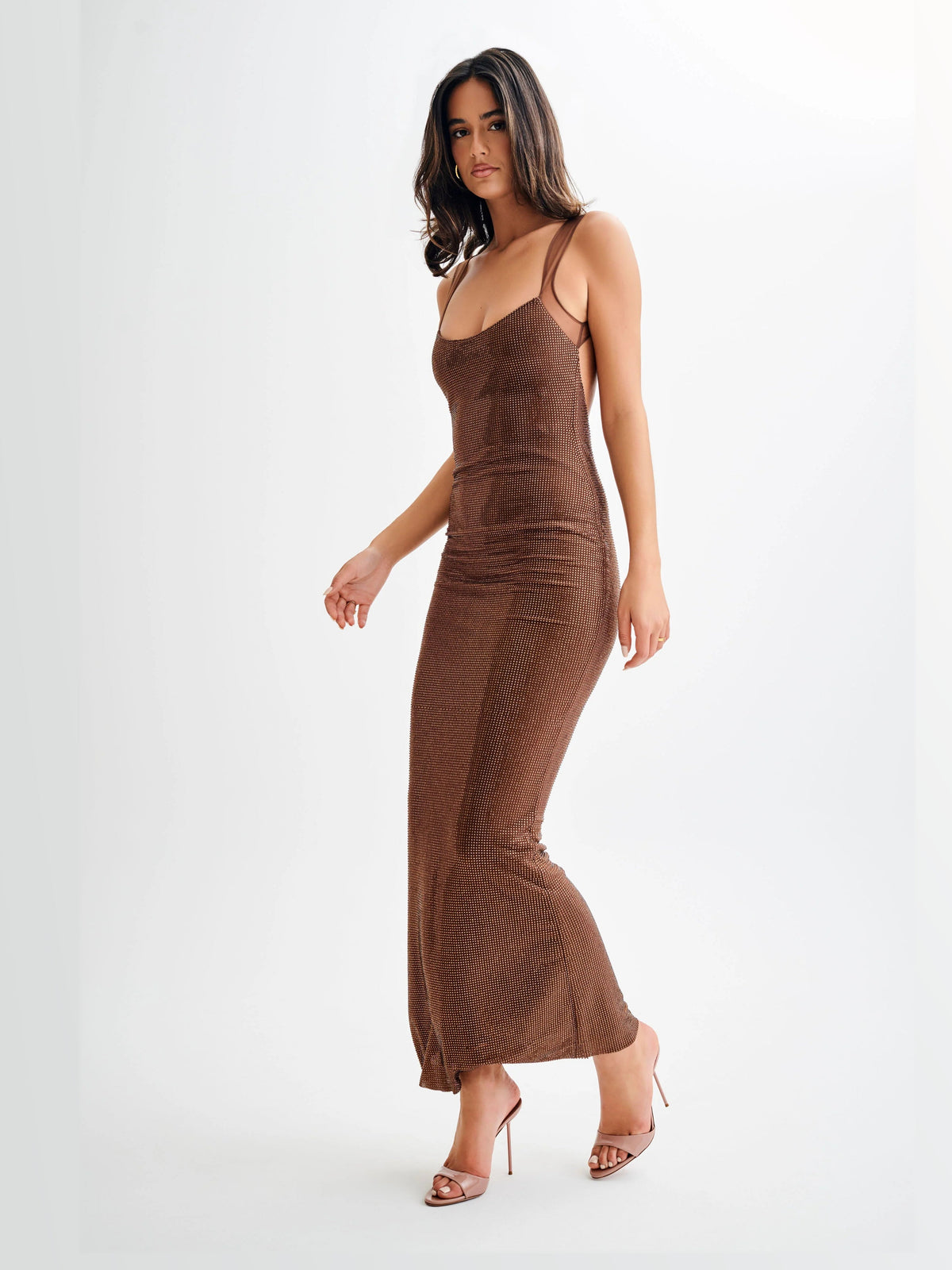 Chocolate formal dress with a-line shape