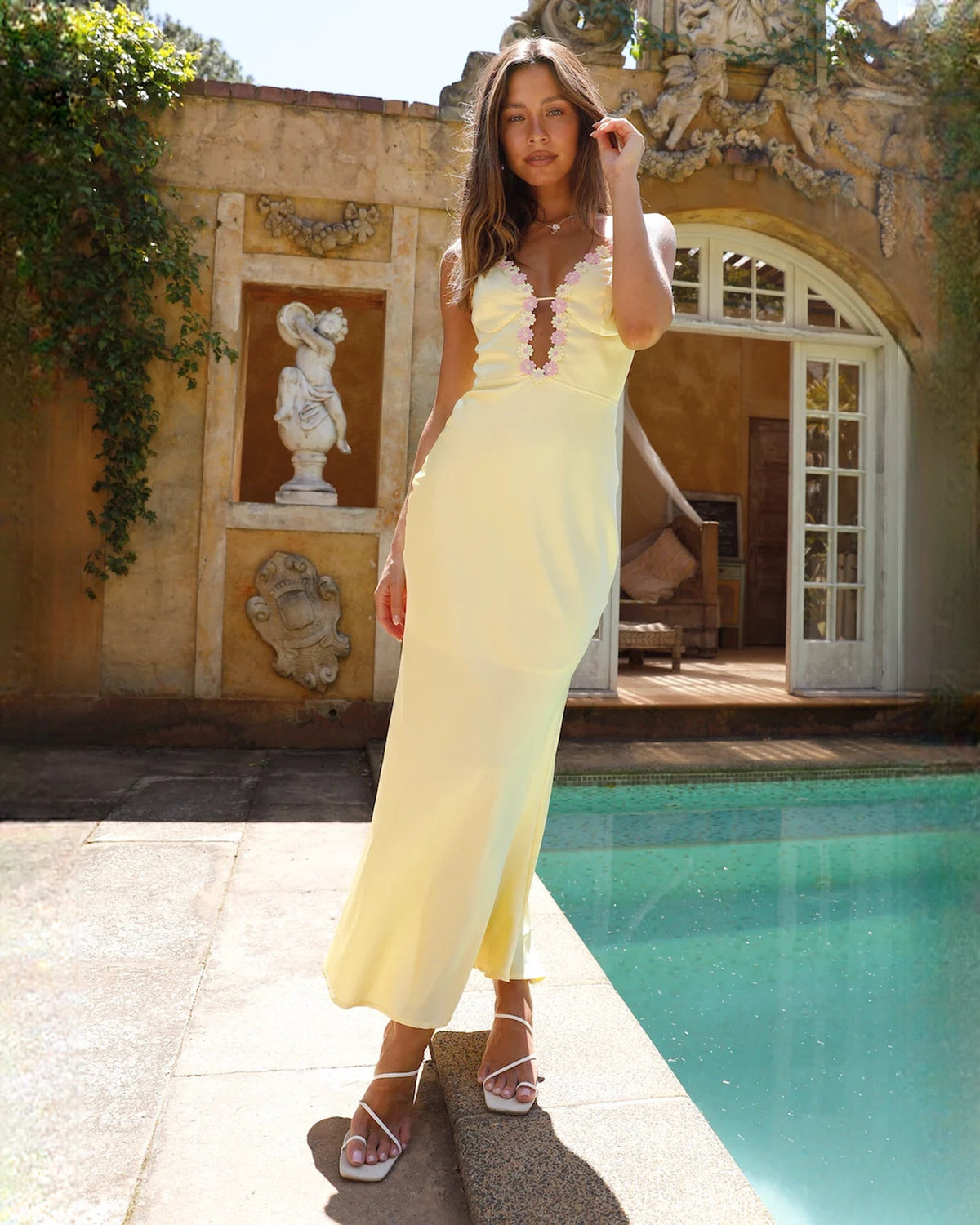 sleeveless satin a-line maxi bridesmaid dress - image 5
