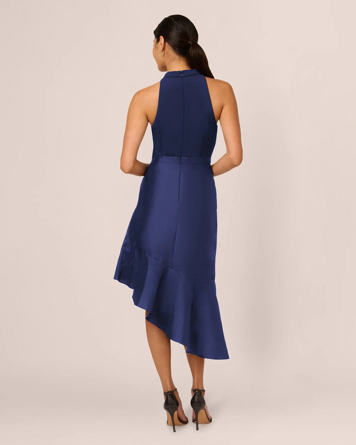 halter neck asymmetrical midi mother of the bride dress - image 5