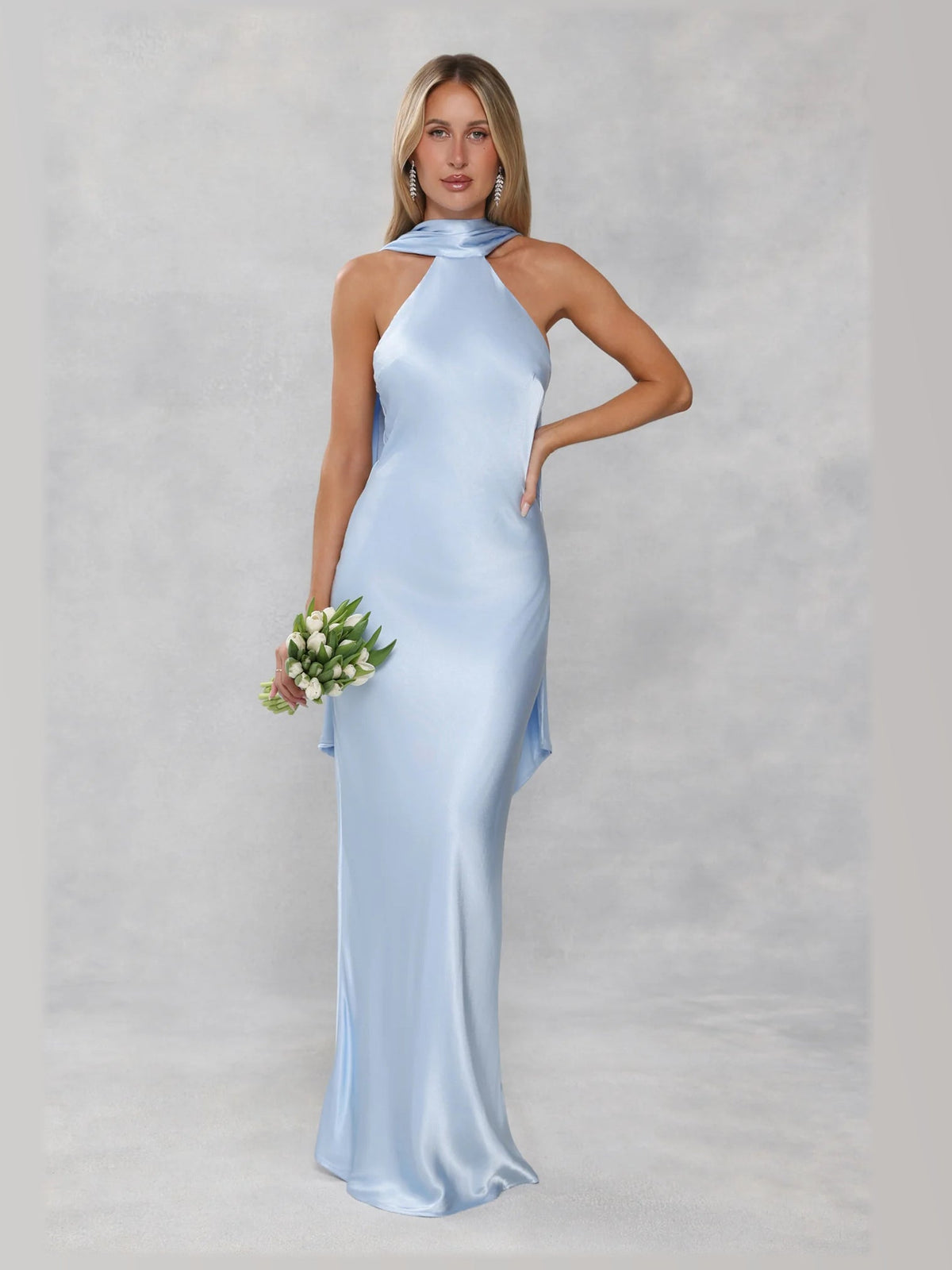 Light Blue formal dress with a-line shape