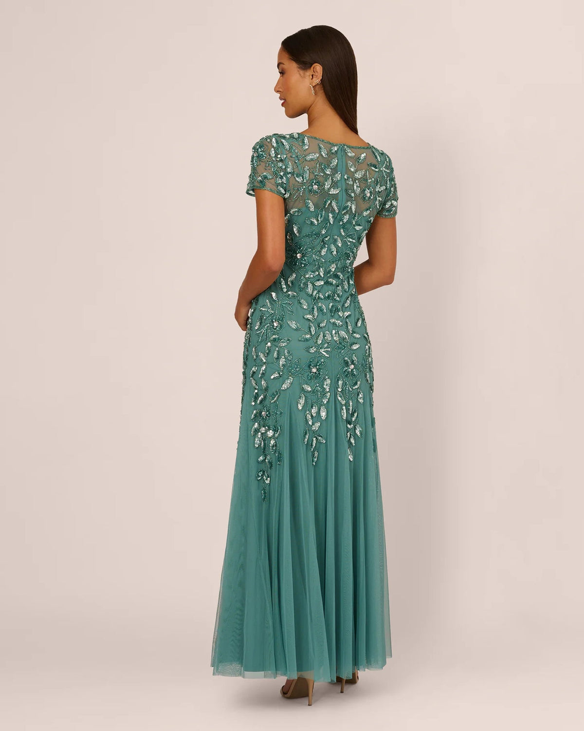 short-sleeve a-line maxi mother of the bride dress - image 5