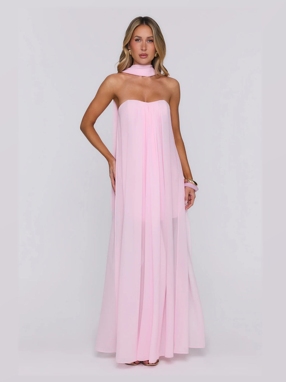 Pink formal dress with a-line shape
