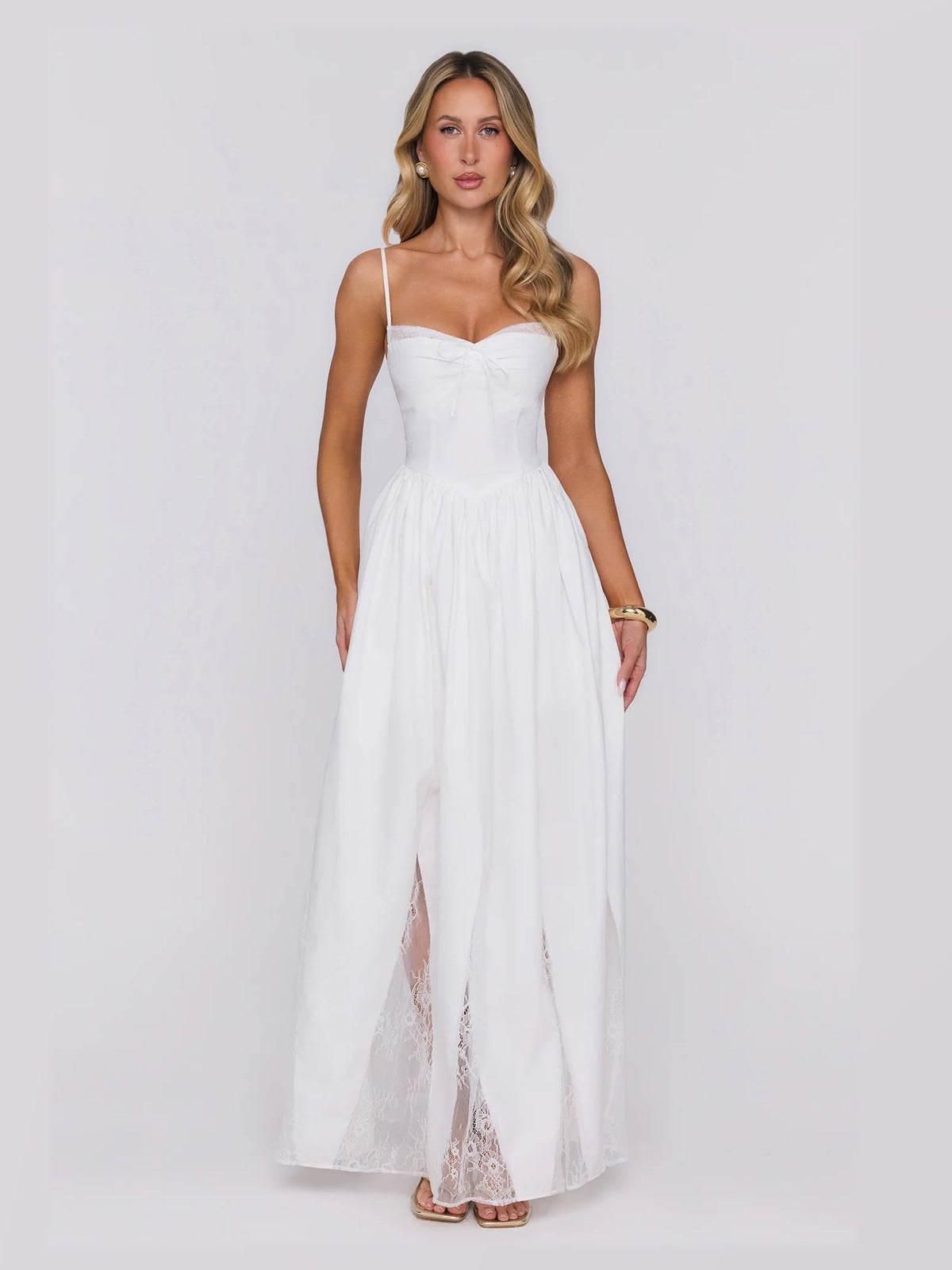 White formal dress with a-line shape