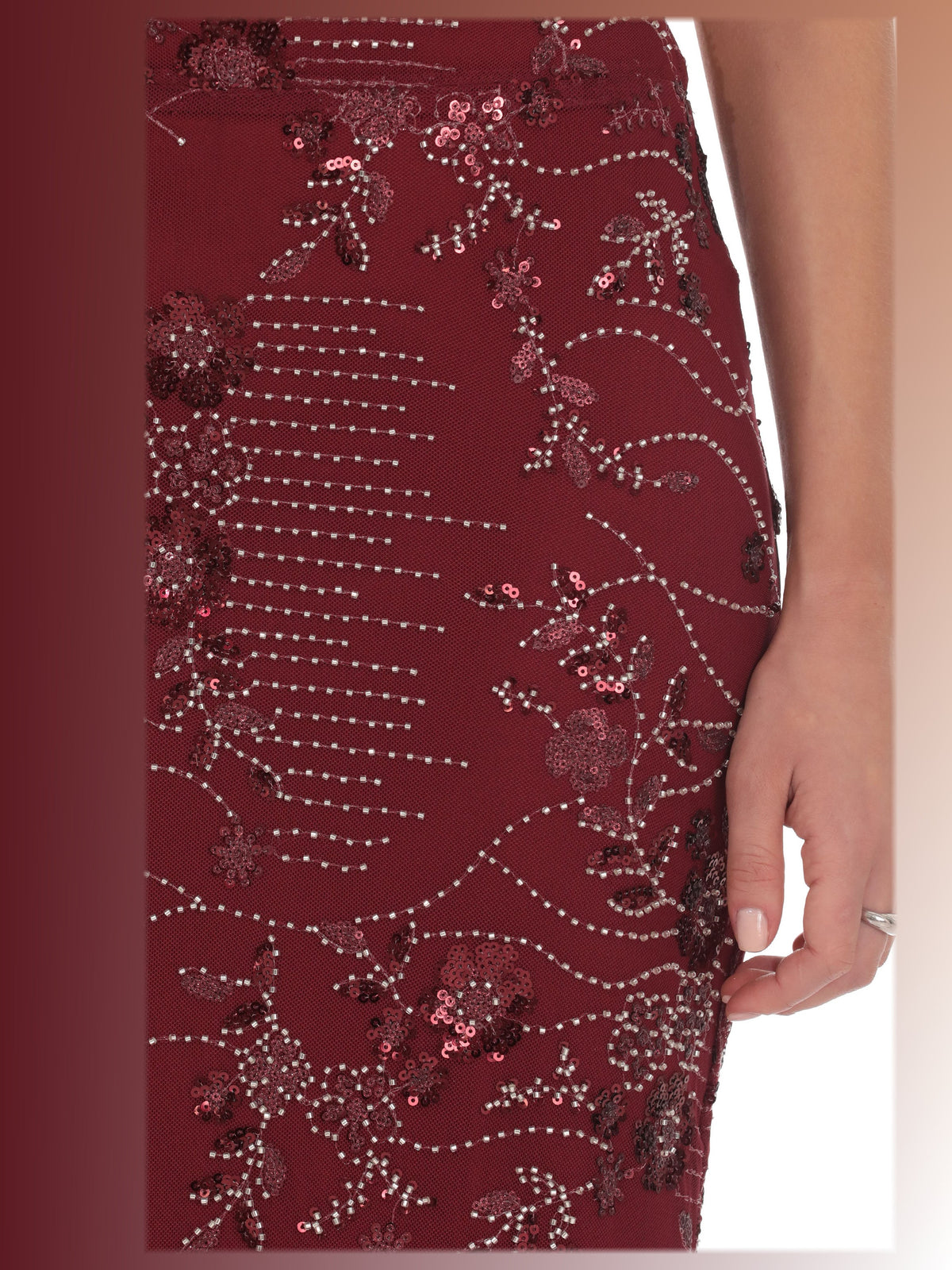 Burgundy bridesmaid dress with a-line shape