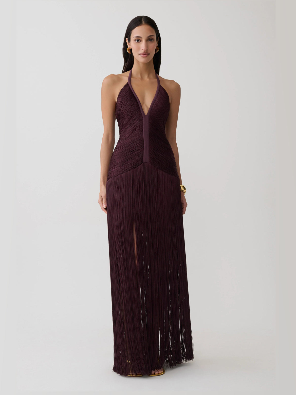 Plum formal dress with a-line shape