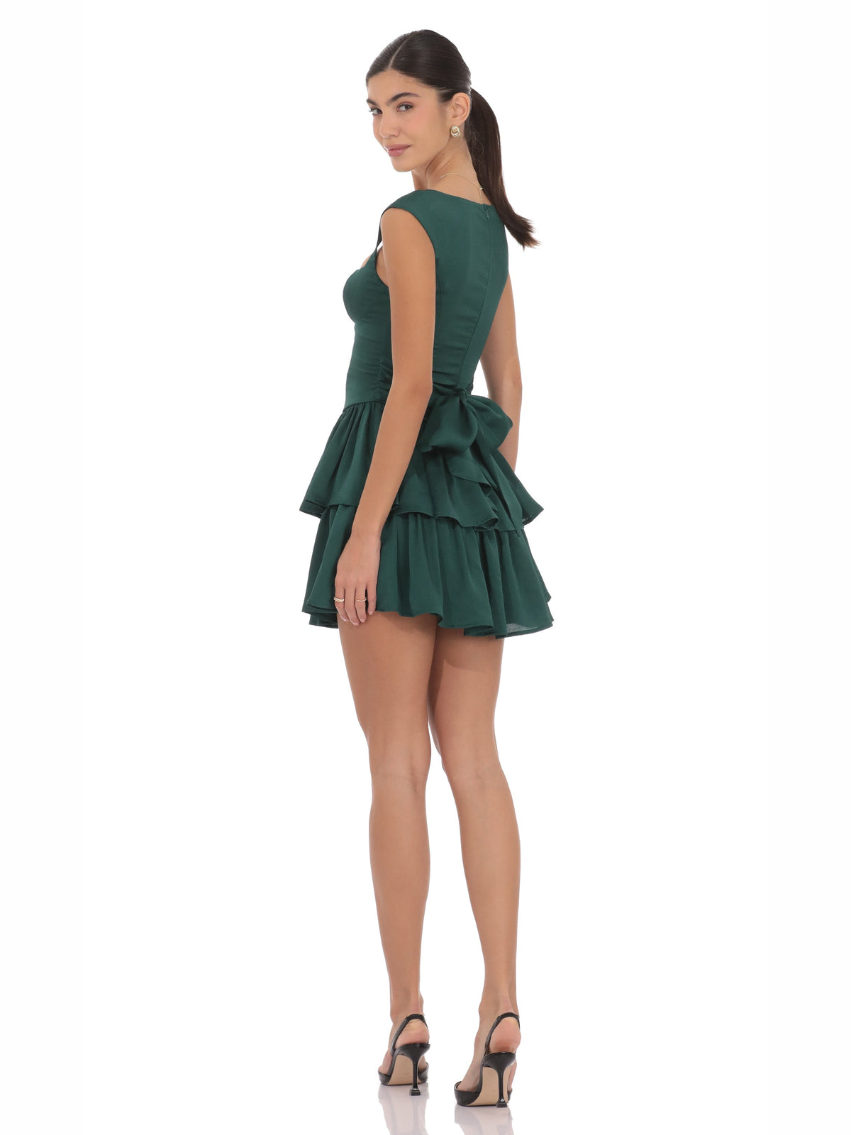 Green homecoming dress with a-line shape