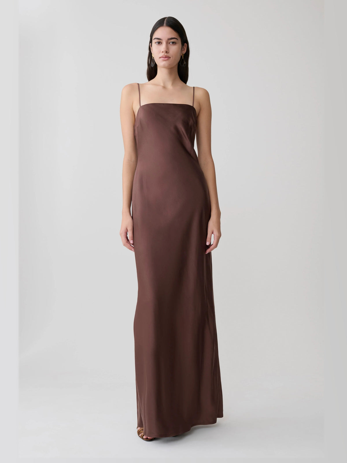 Mocha formal dress with a-line shape