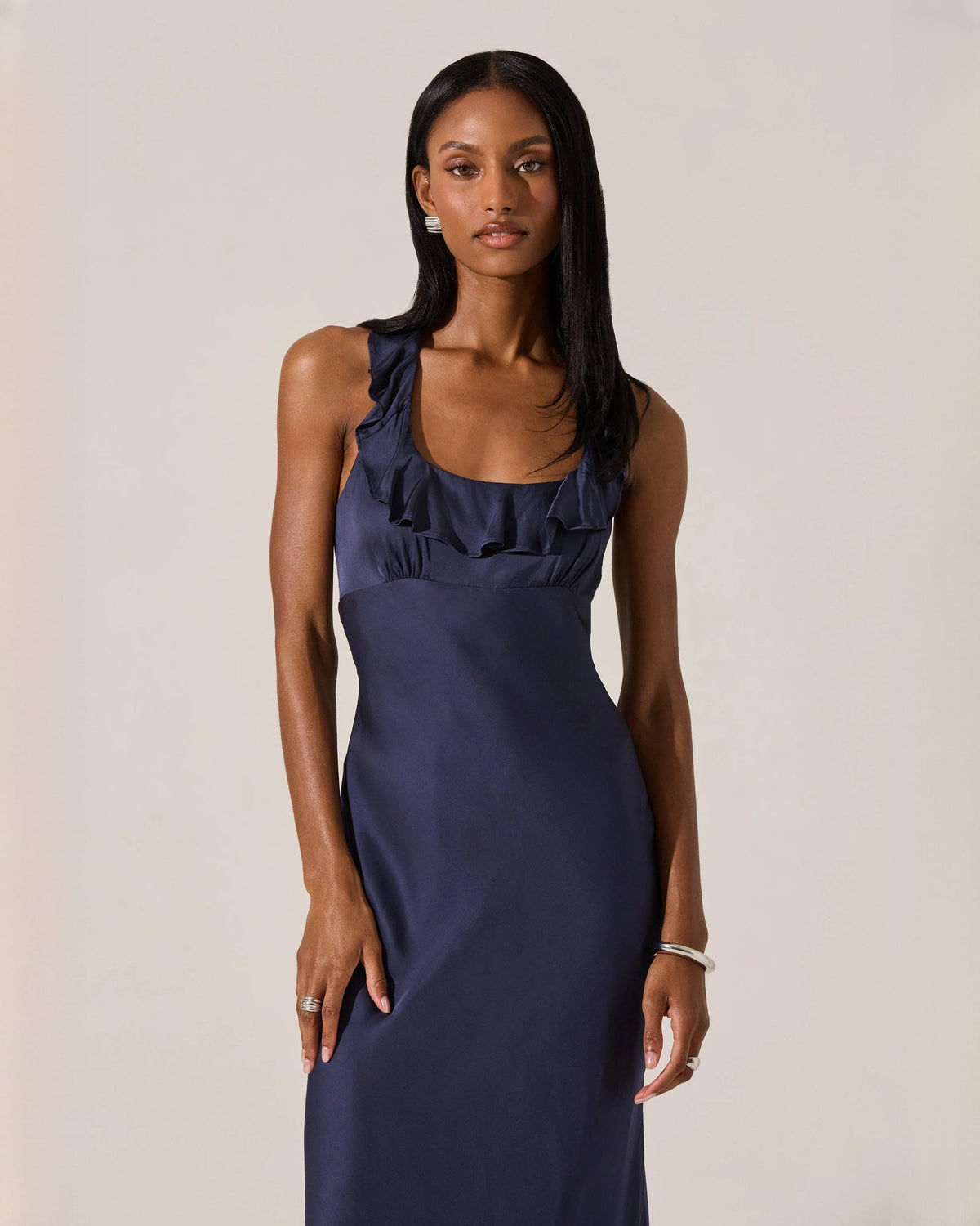 halter neck satin a-line maxi bridesmaid dress - image 5