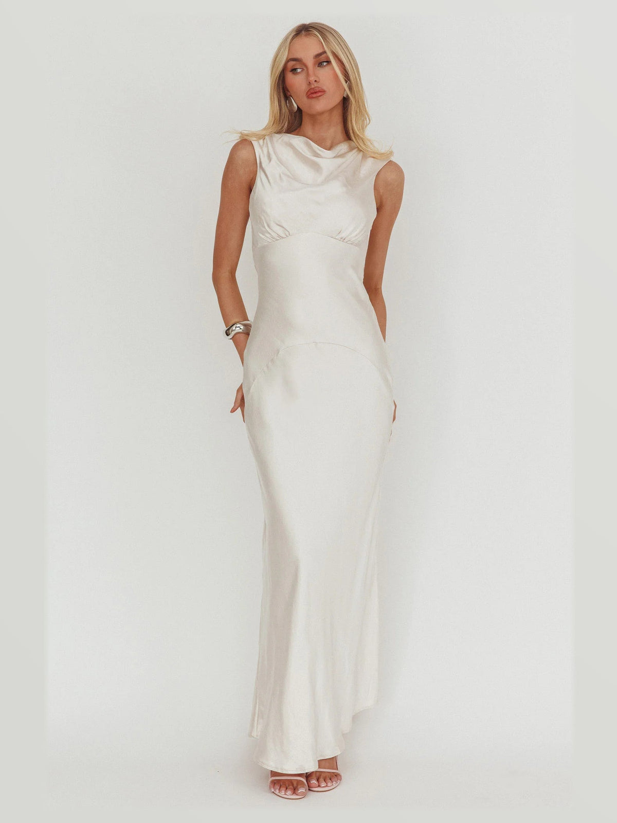 Oyster formal dress with a-line shape