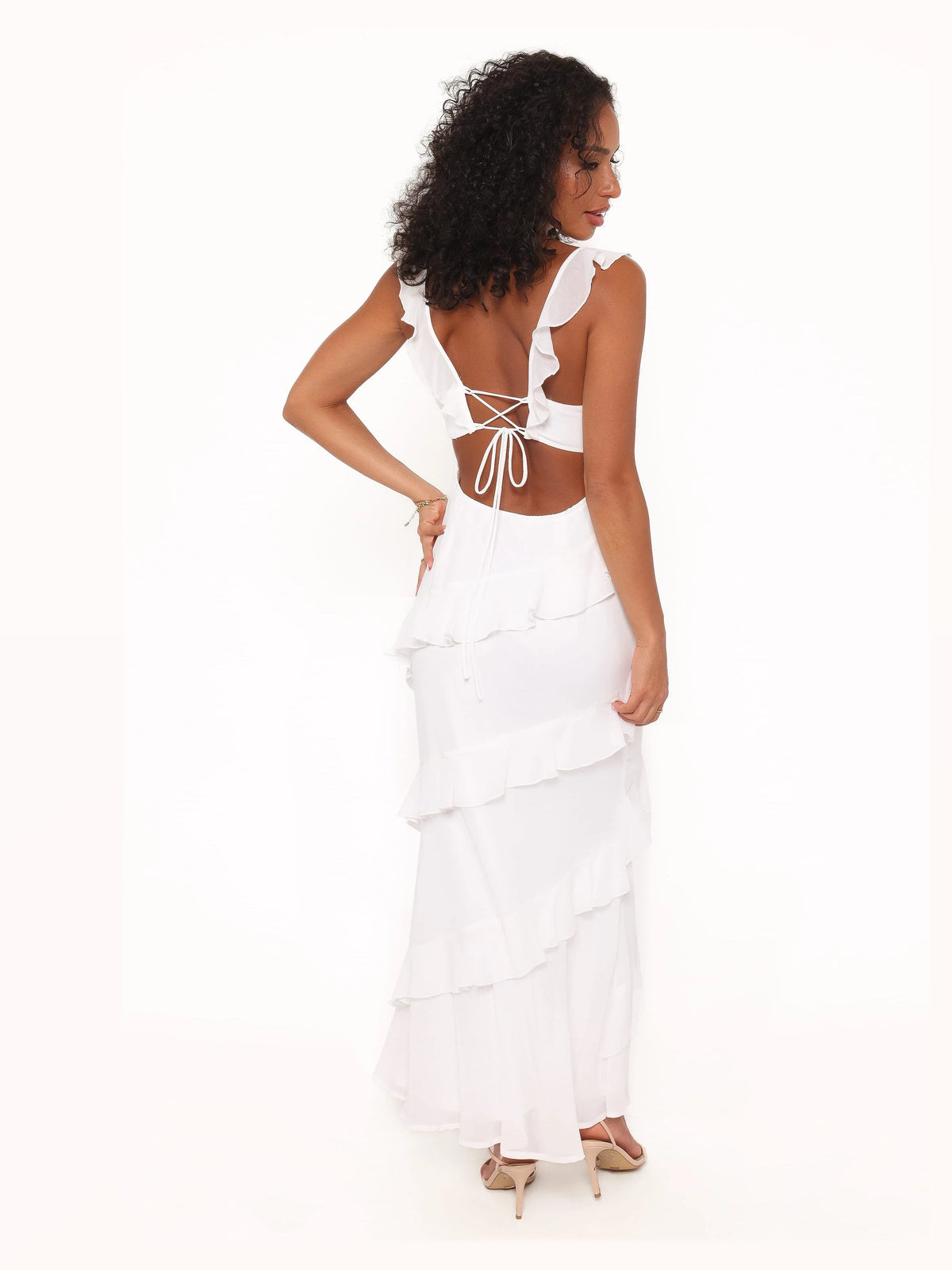 White formal dress with a-line shape