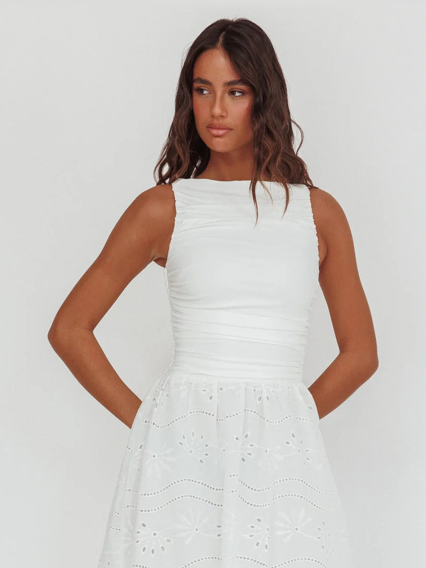 White formal dress with a-line shape