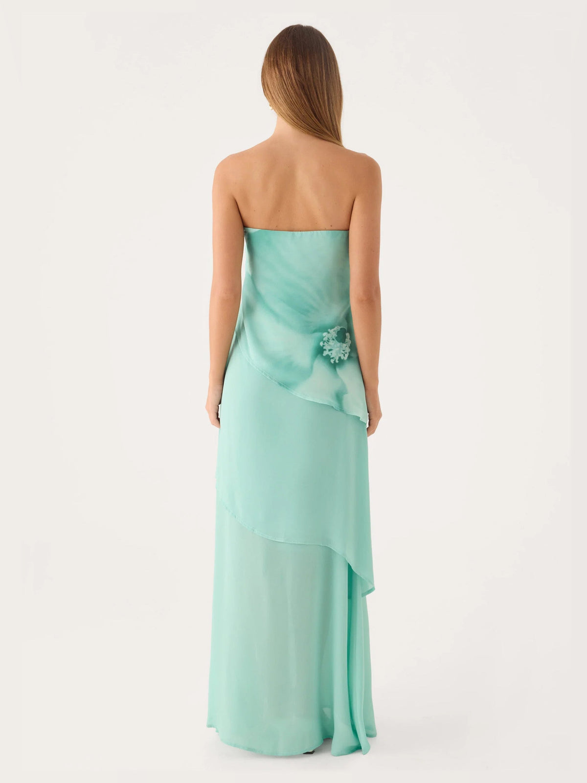 Sage formal dress with a-line shape
