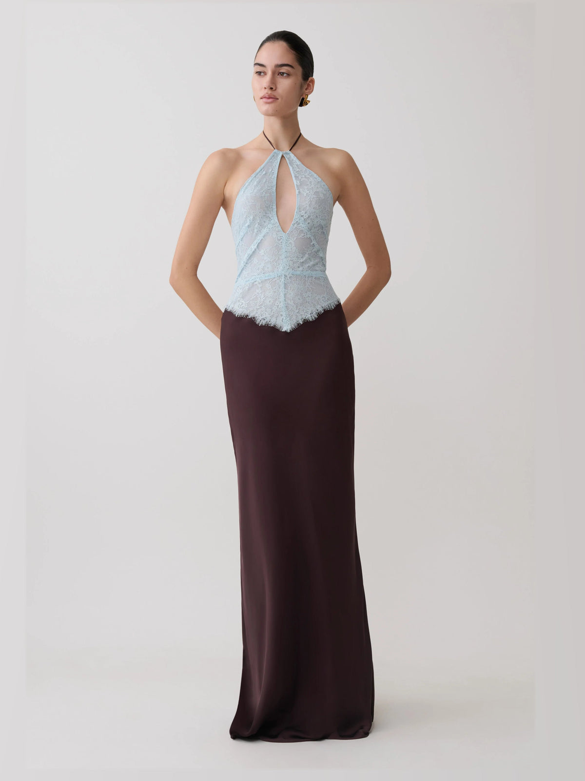 Chocolate formal dress with a-line shape