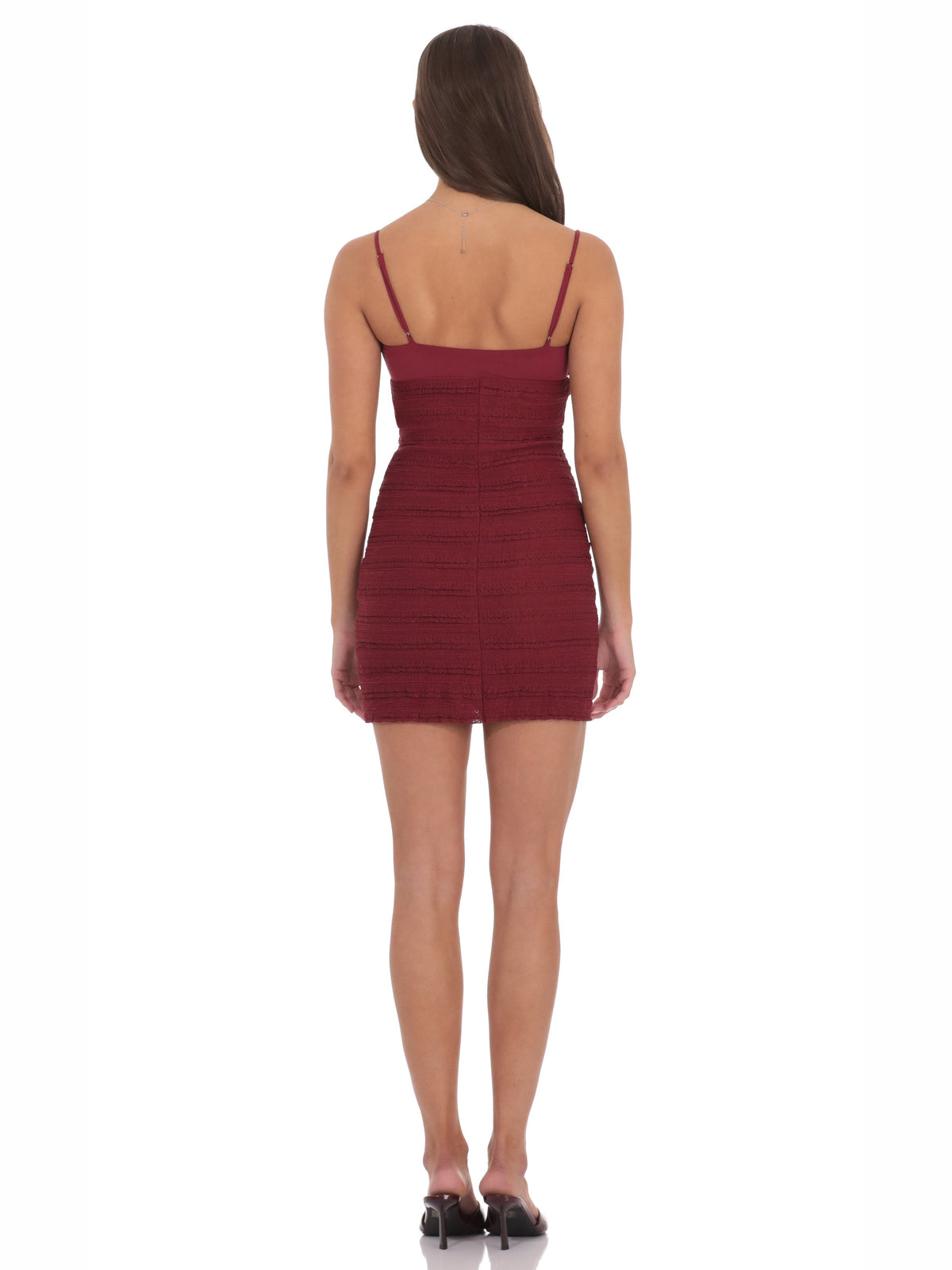 Burgundy homecoming dress with bodycon shape