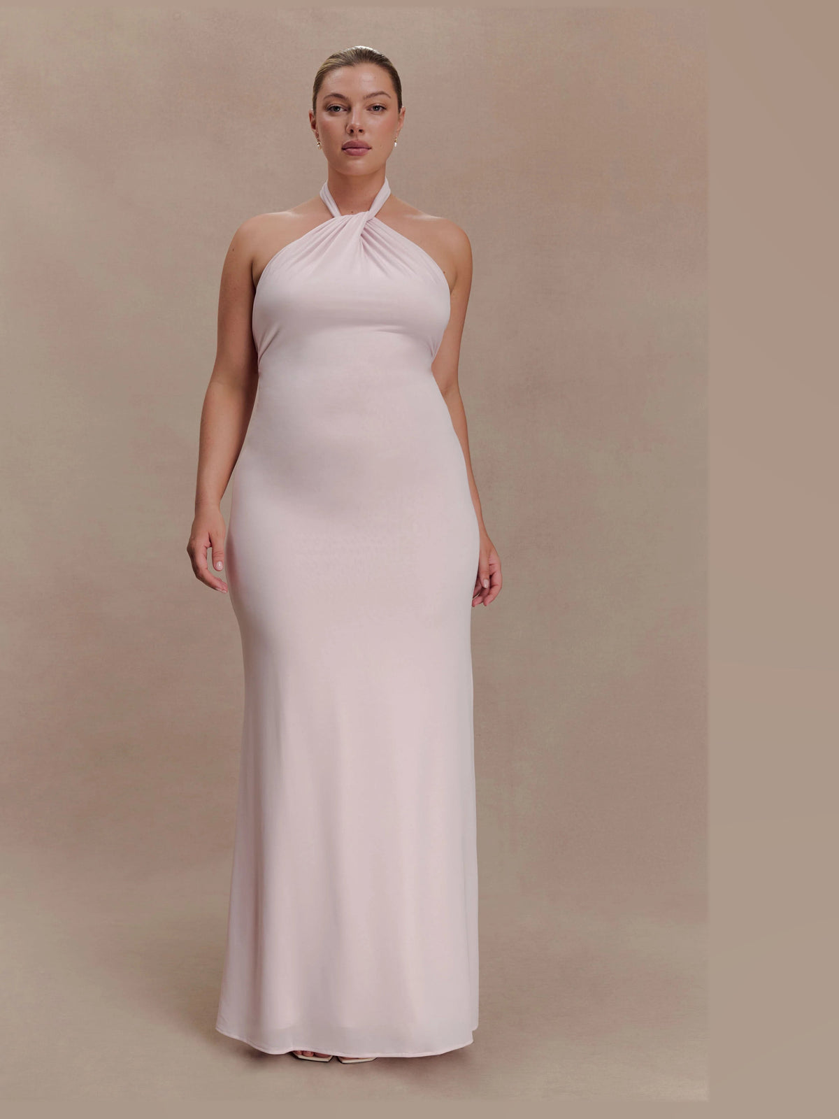 Pale Pink formal dress with a-line shape