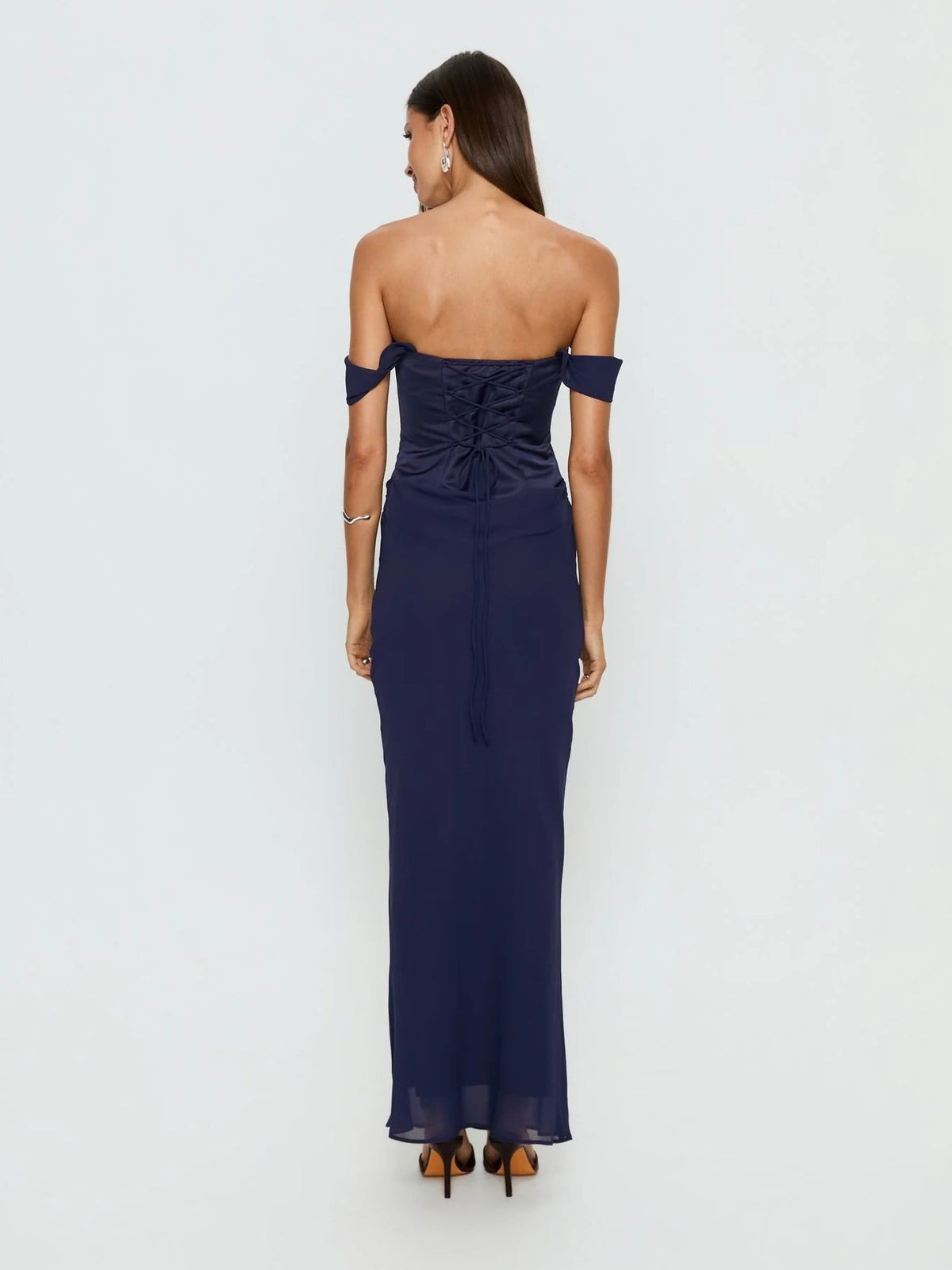 Navy formal dress with a-line shape