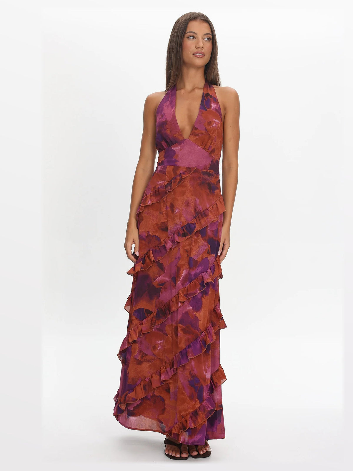 Rose formal dress with a-line shape