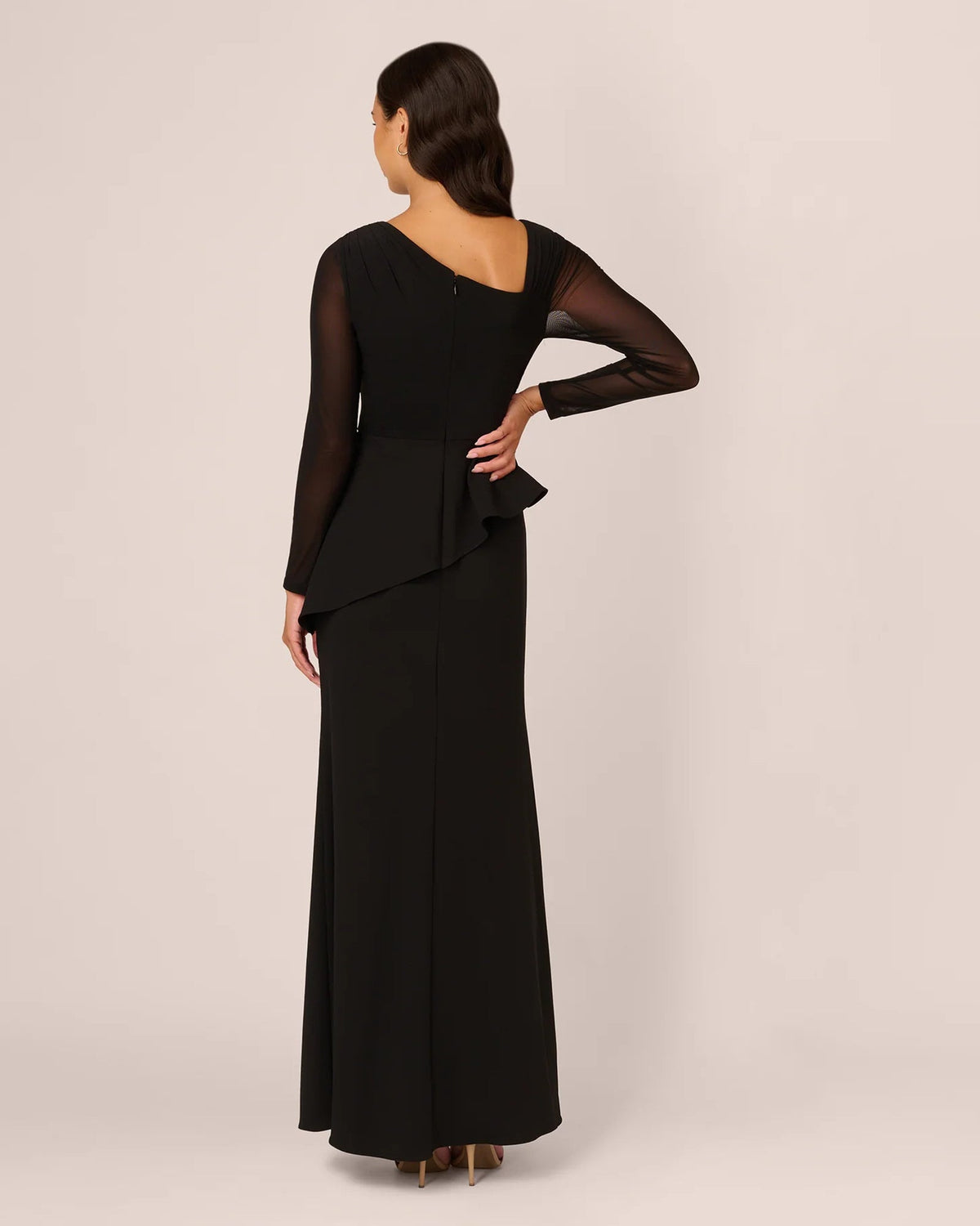 asymmetrical neck mermaid floor-length mother of the bride dress - image 5