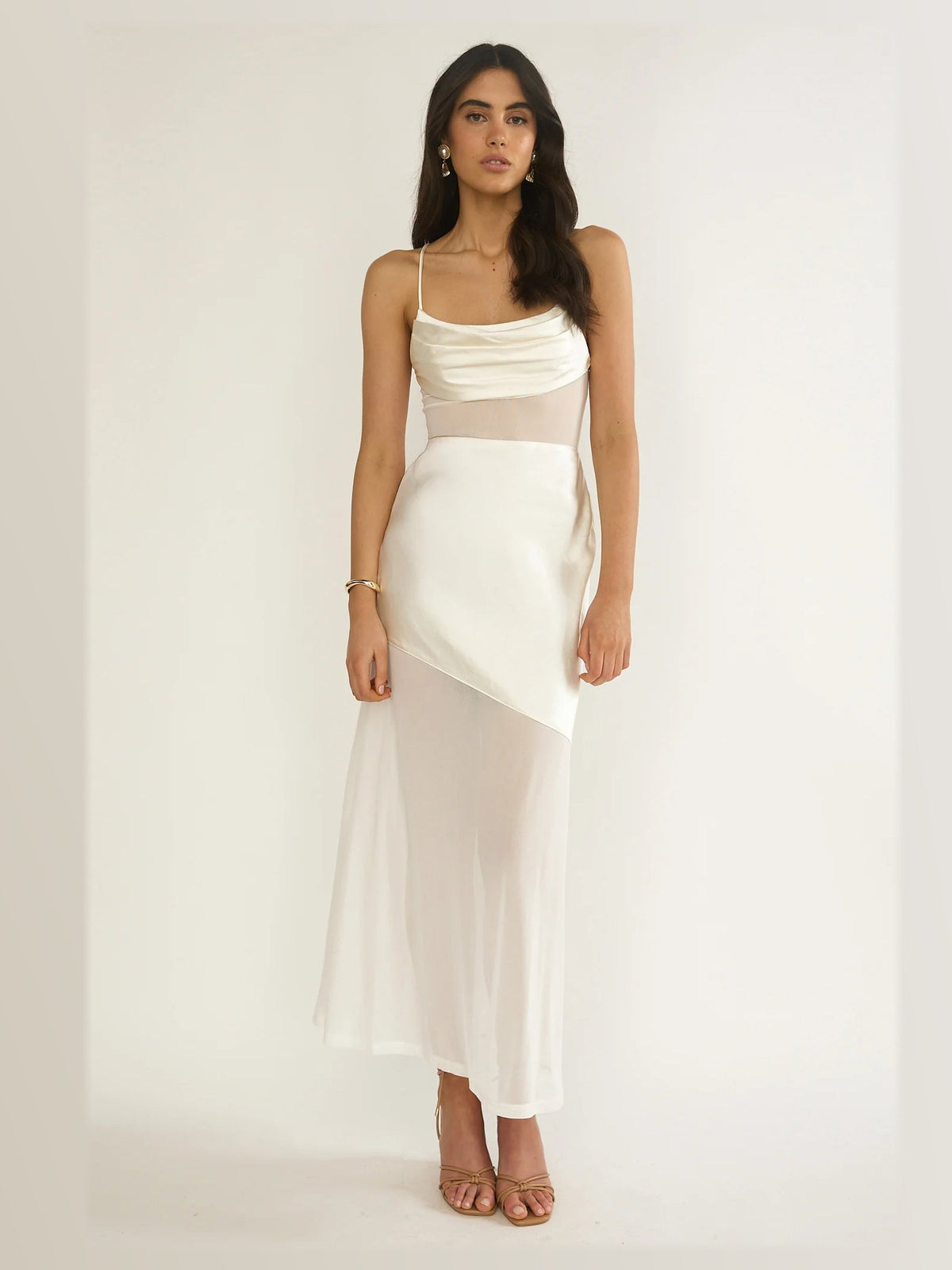 Oyster formal dress with a-line shape