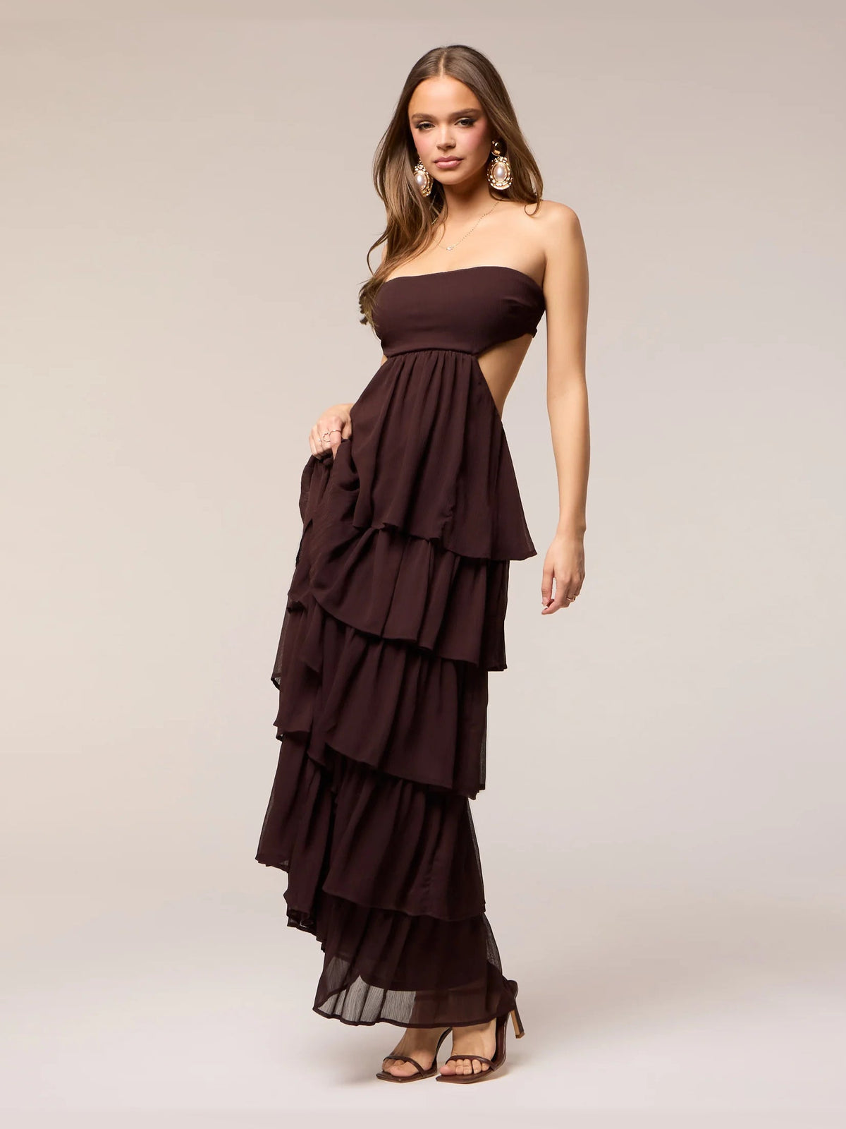 Brown formal dress with a-line shape