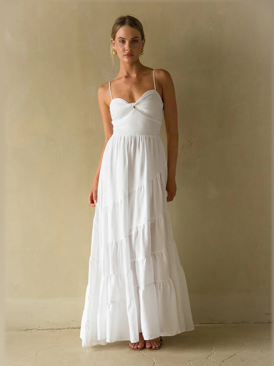 White formal dress with a-line shape