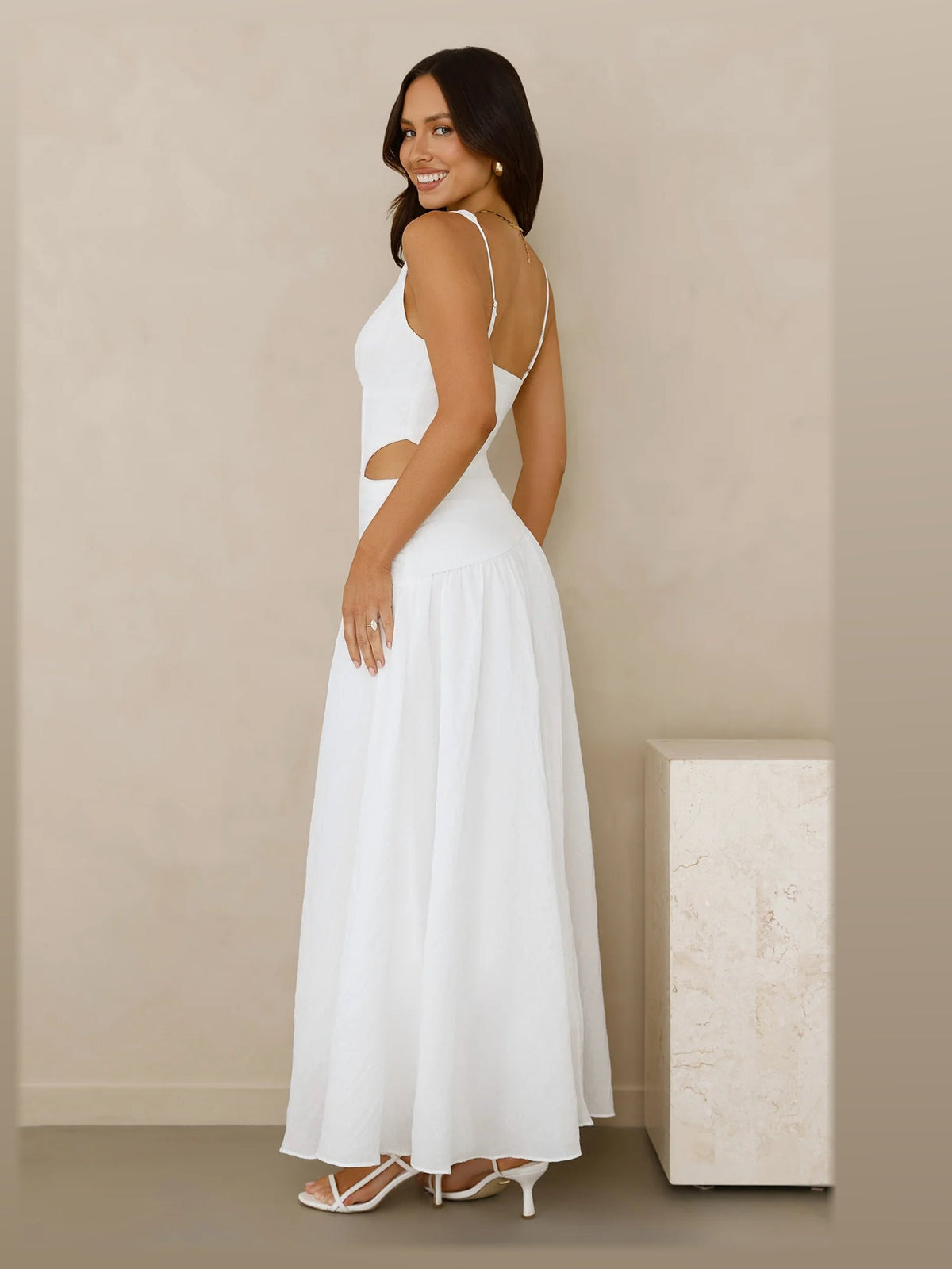 White formal dress with a-line shape