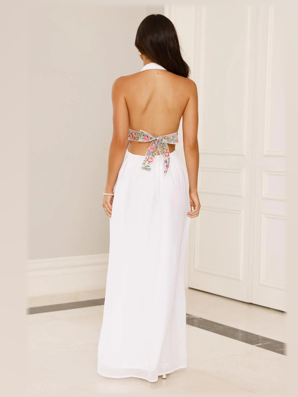 White formal dress with a-line shape