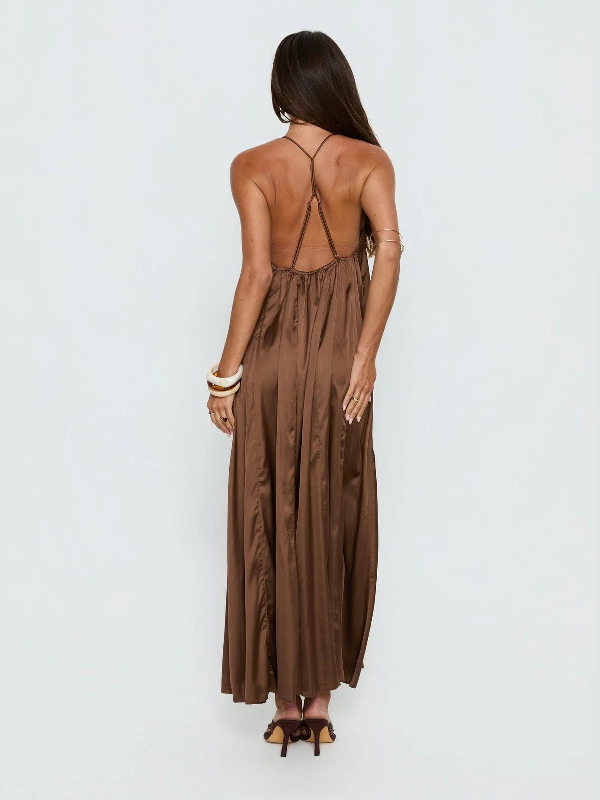 Chocolate formal dress with a-line shape