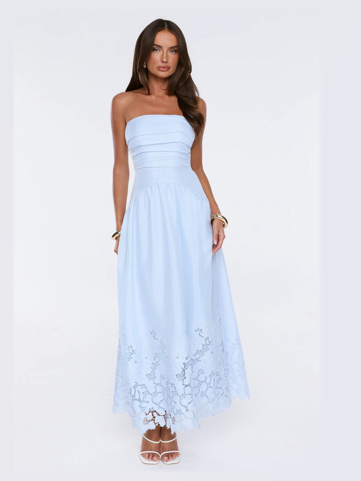 Blue formal dress with a-line shape