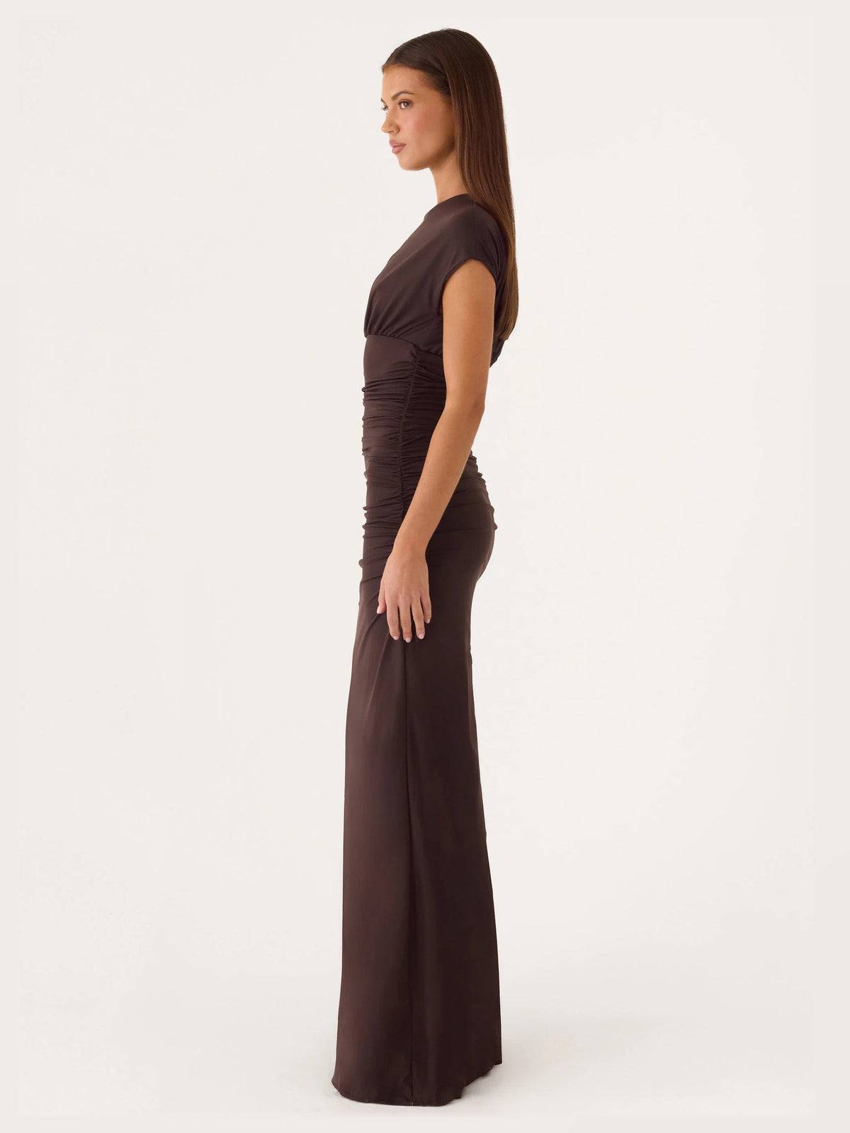 Chocolate formal dress with a-line shape