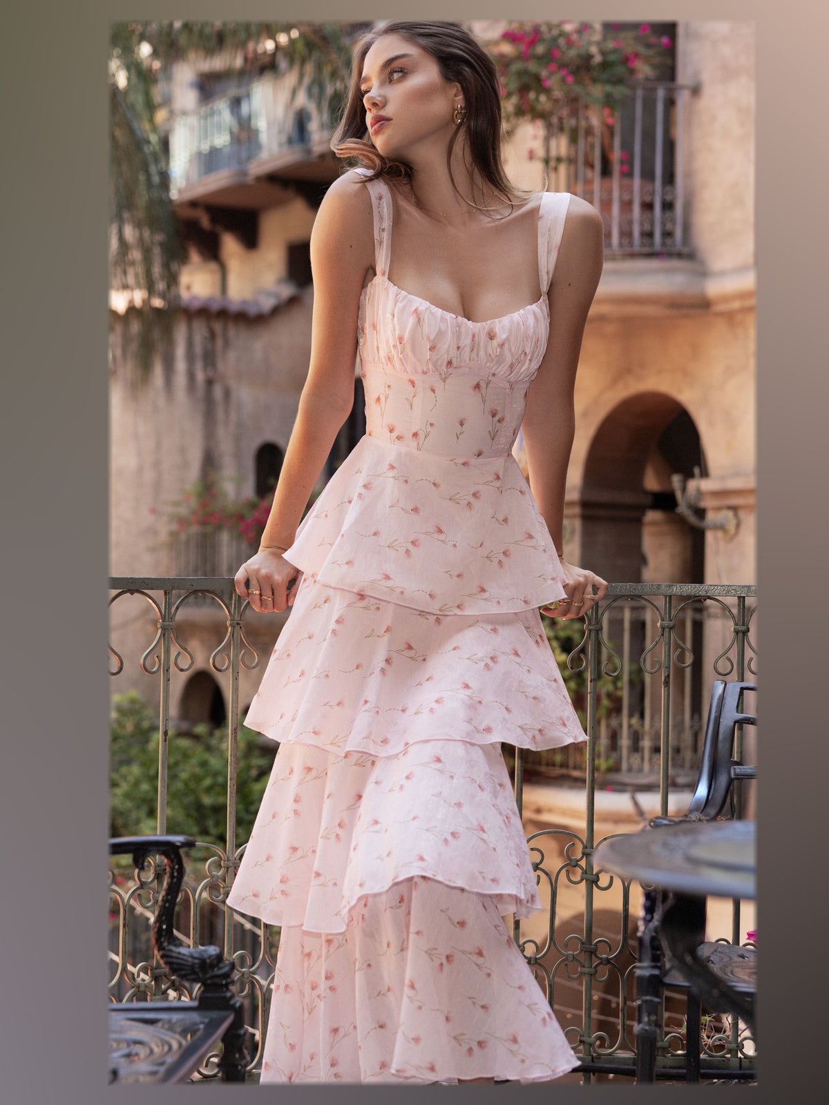 Pink bridesmaid dress with a-line shape