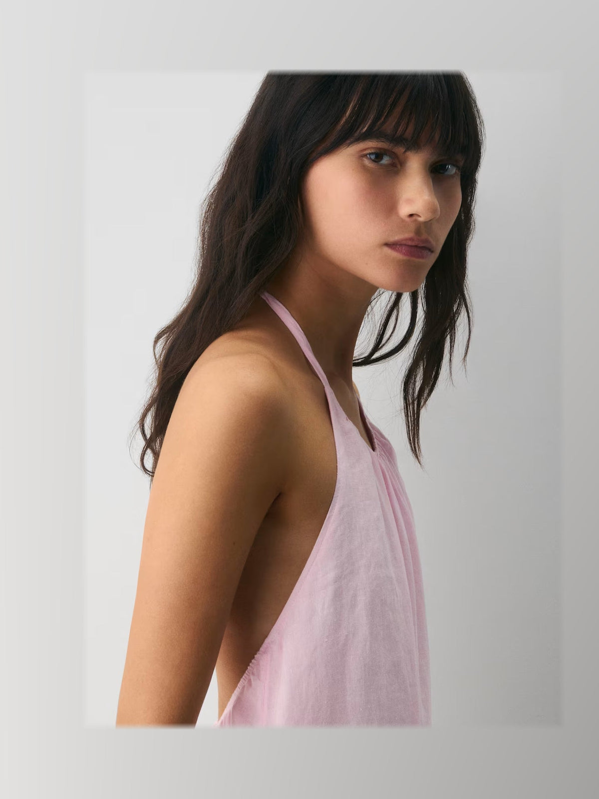 Light Pink midi formal dress, alternate full-length view showing the hem