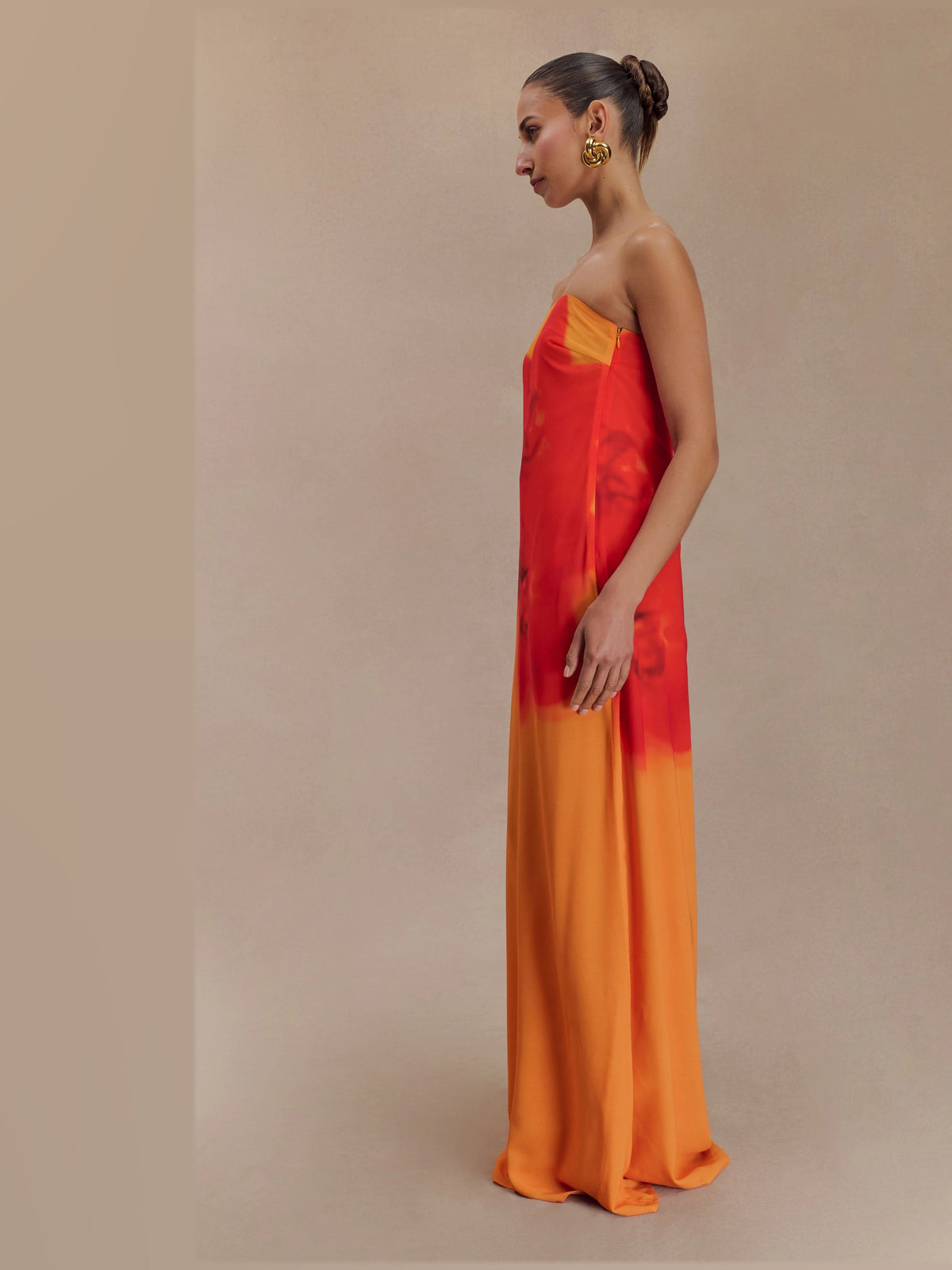 Orange formal dress with a-line shape