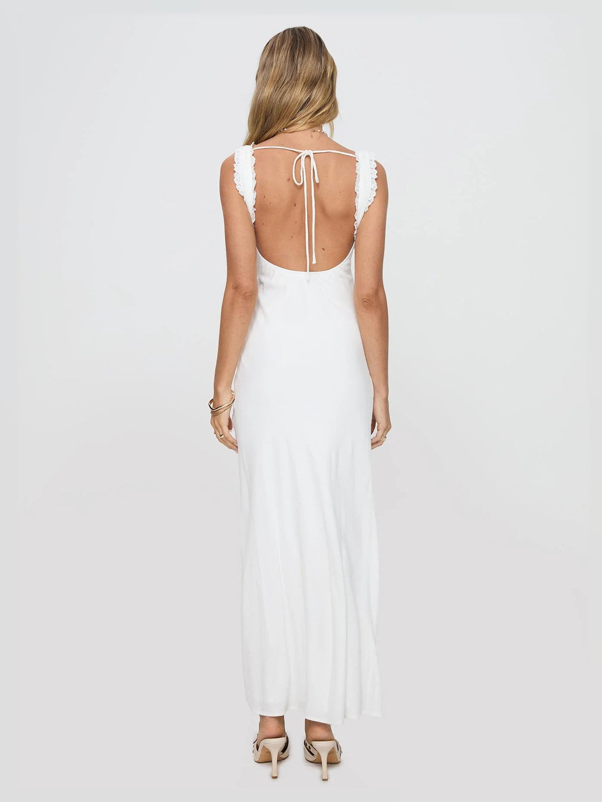 White formal dress with a-line shape