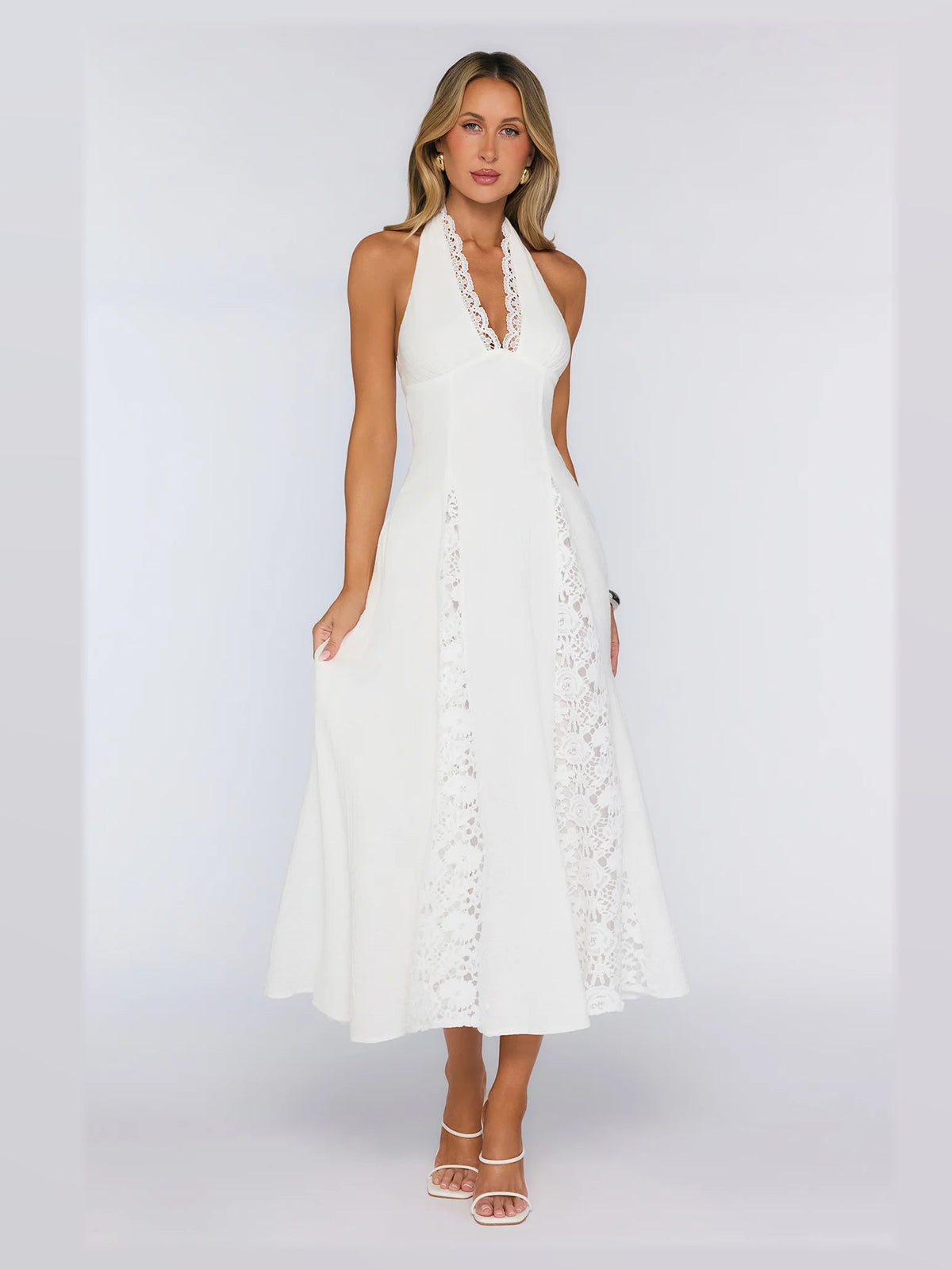 White formal dress with a-line shape
