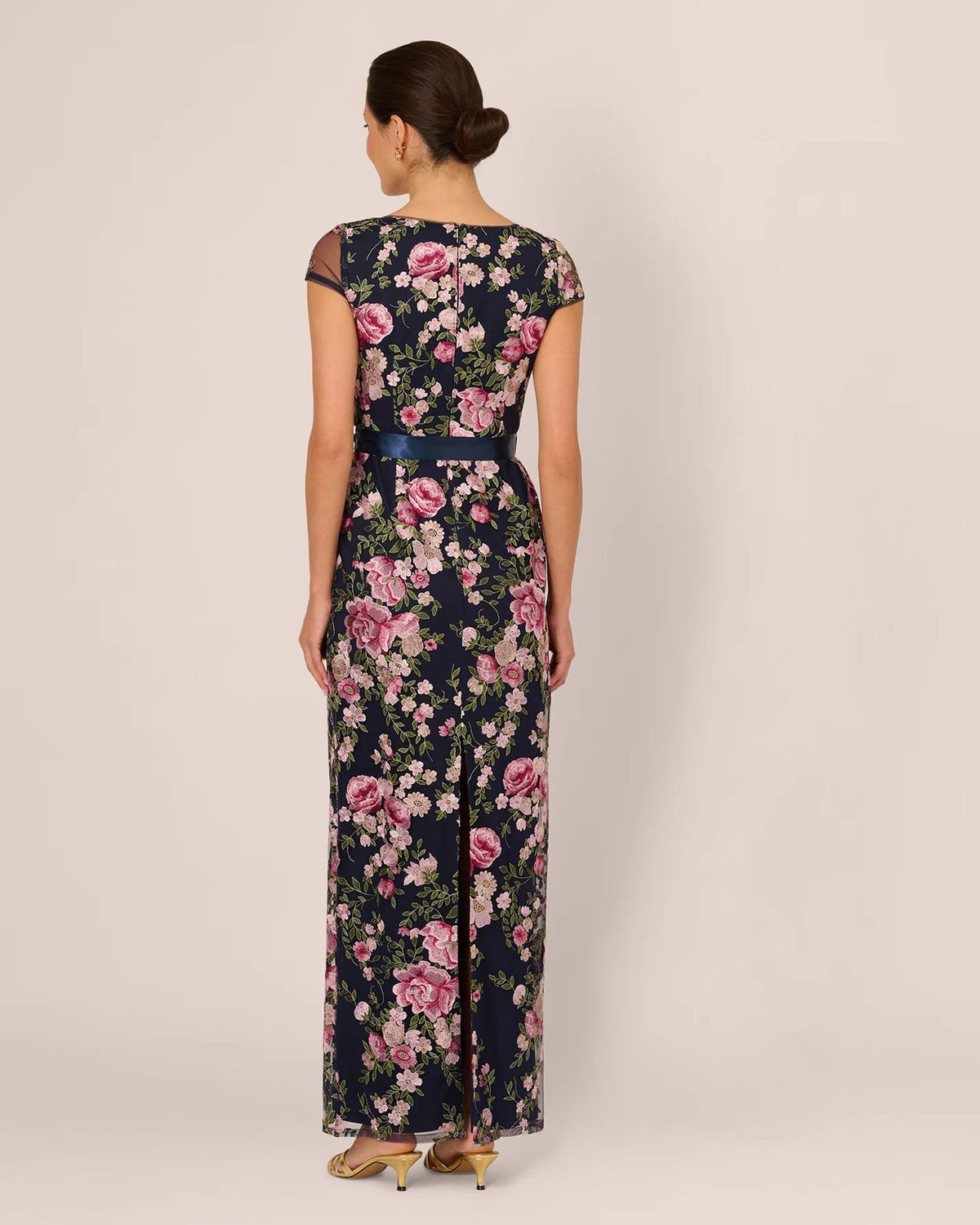 cap-sleeve sheath maxi mother of the bride dress - image 5