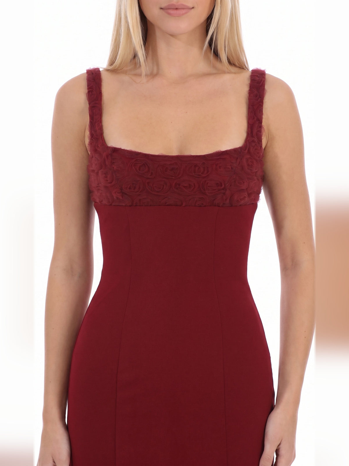 Burgundy homecoming dress with a-line shape